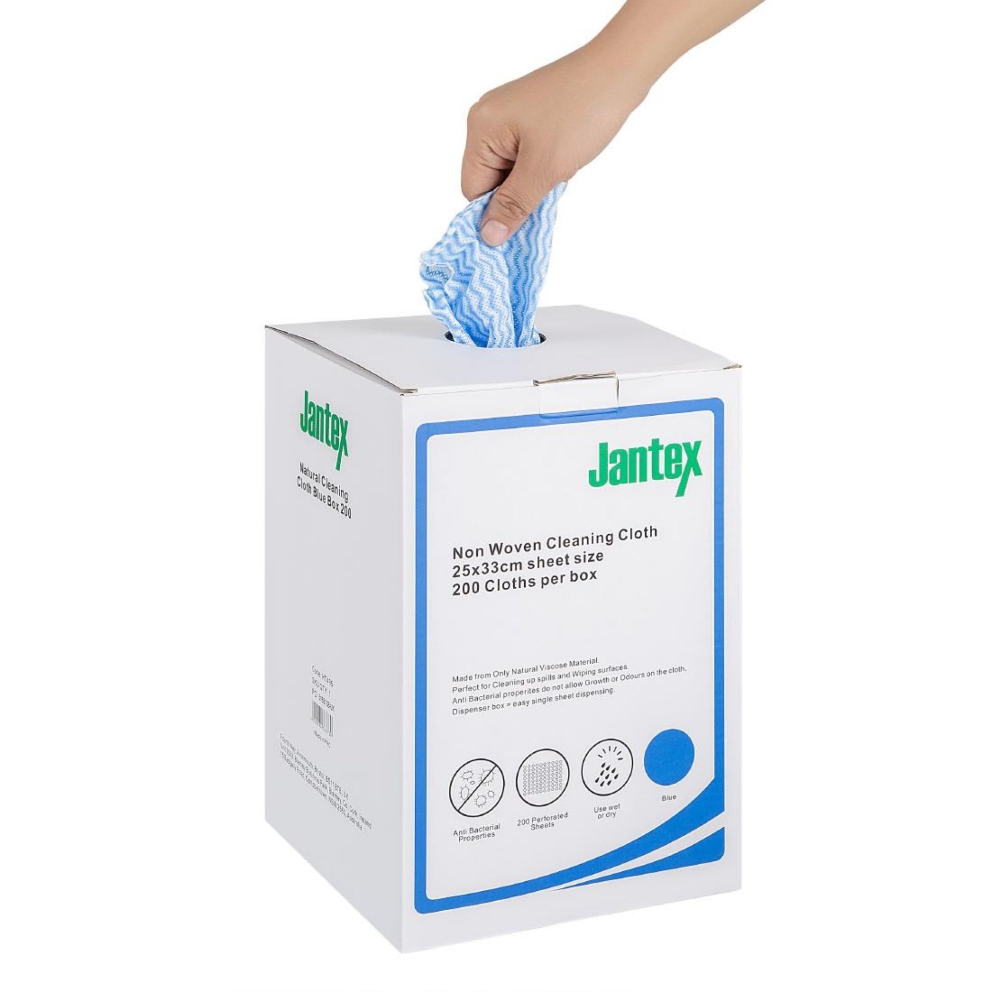 Picture of Jantex Green Compostable Cleaning Cloth Blue (200 pack)