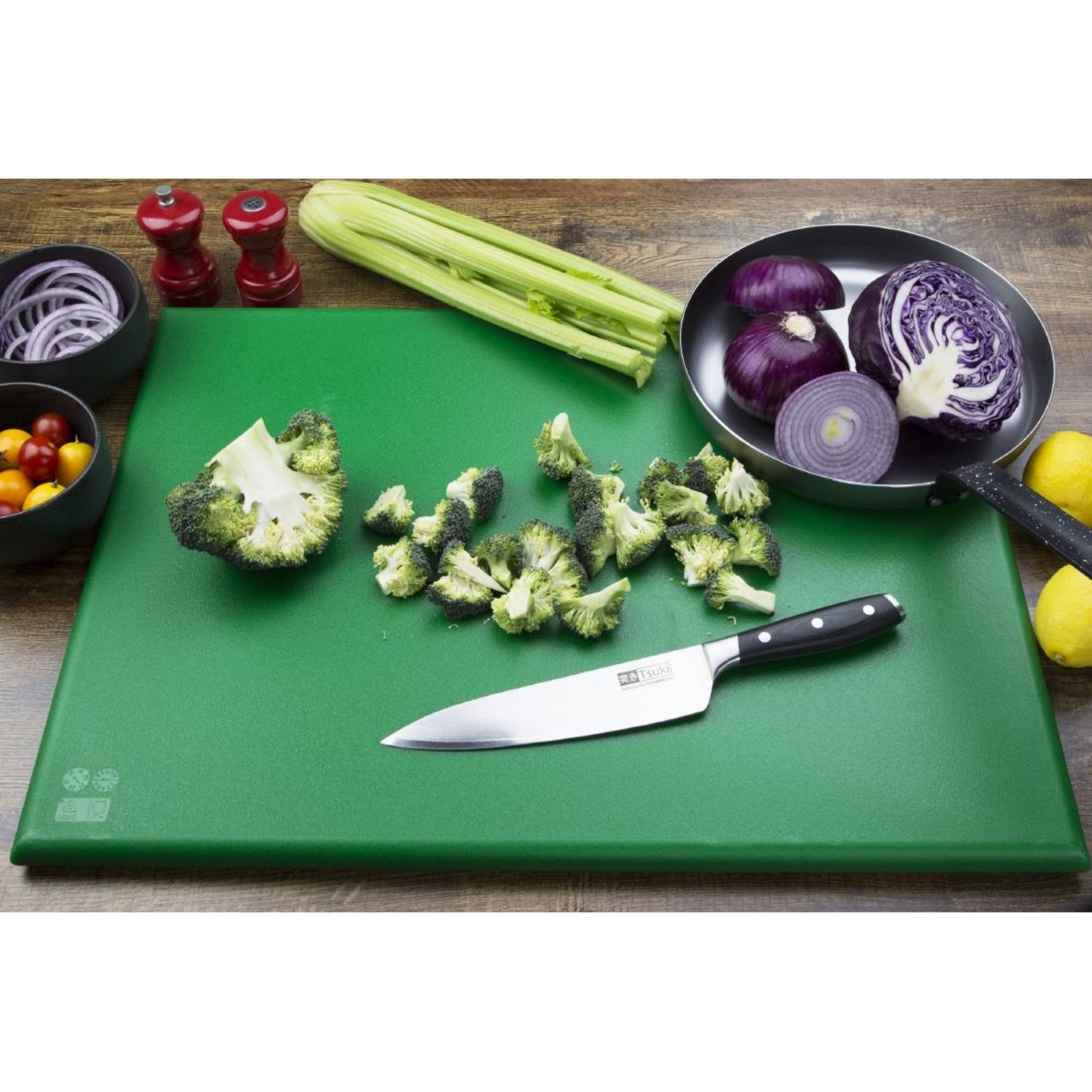 Picture of Hygiplas Thick Low Density Green Chopping Board Large 600x450x20mm