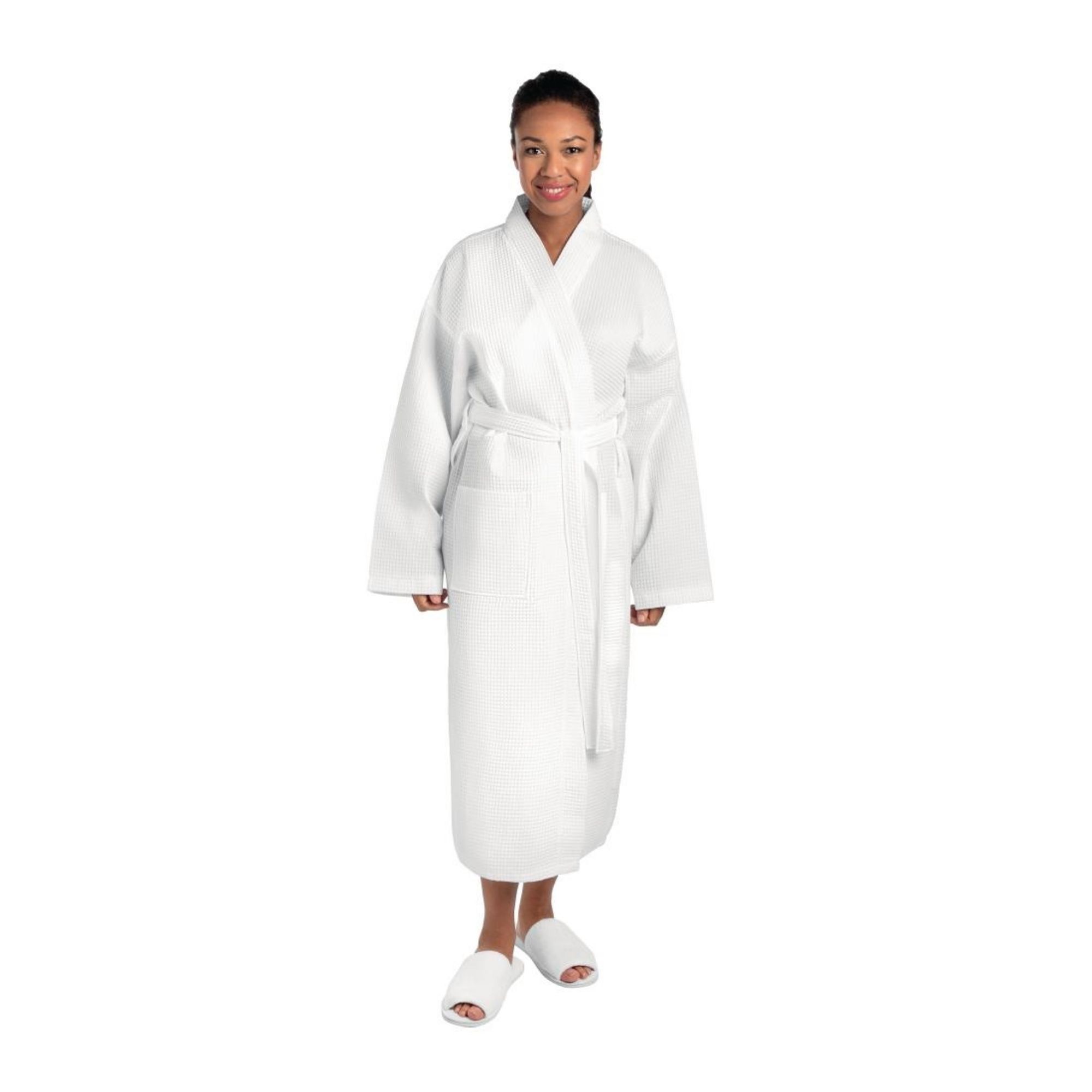 Picture of Mitre Essentials Honeycomb Bathrobe White Large