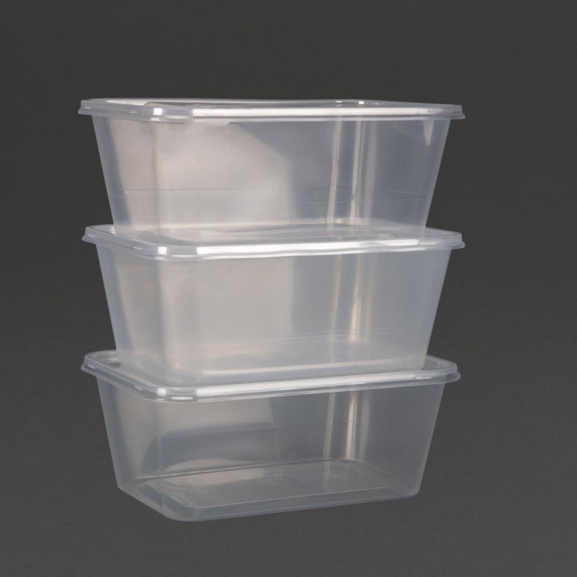 Picture of Fiesta Recyclable Plastic Microwavable Containers with Lid Large 1000ml (250 Pack)