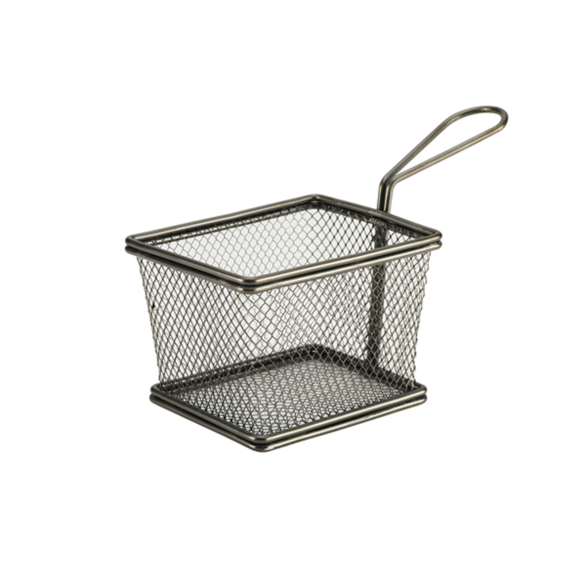 Picture of Black Serving Fry Basket Rectangular 12.5 x 10 x 8.5cm - Pack of 6 - SVB1210BK