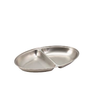 Picture of GenWare Stainless Steel Two Division Oval Vegetable Dish 30cm/12"