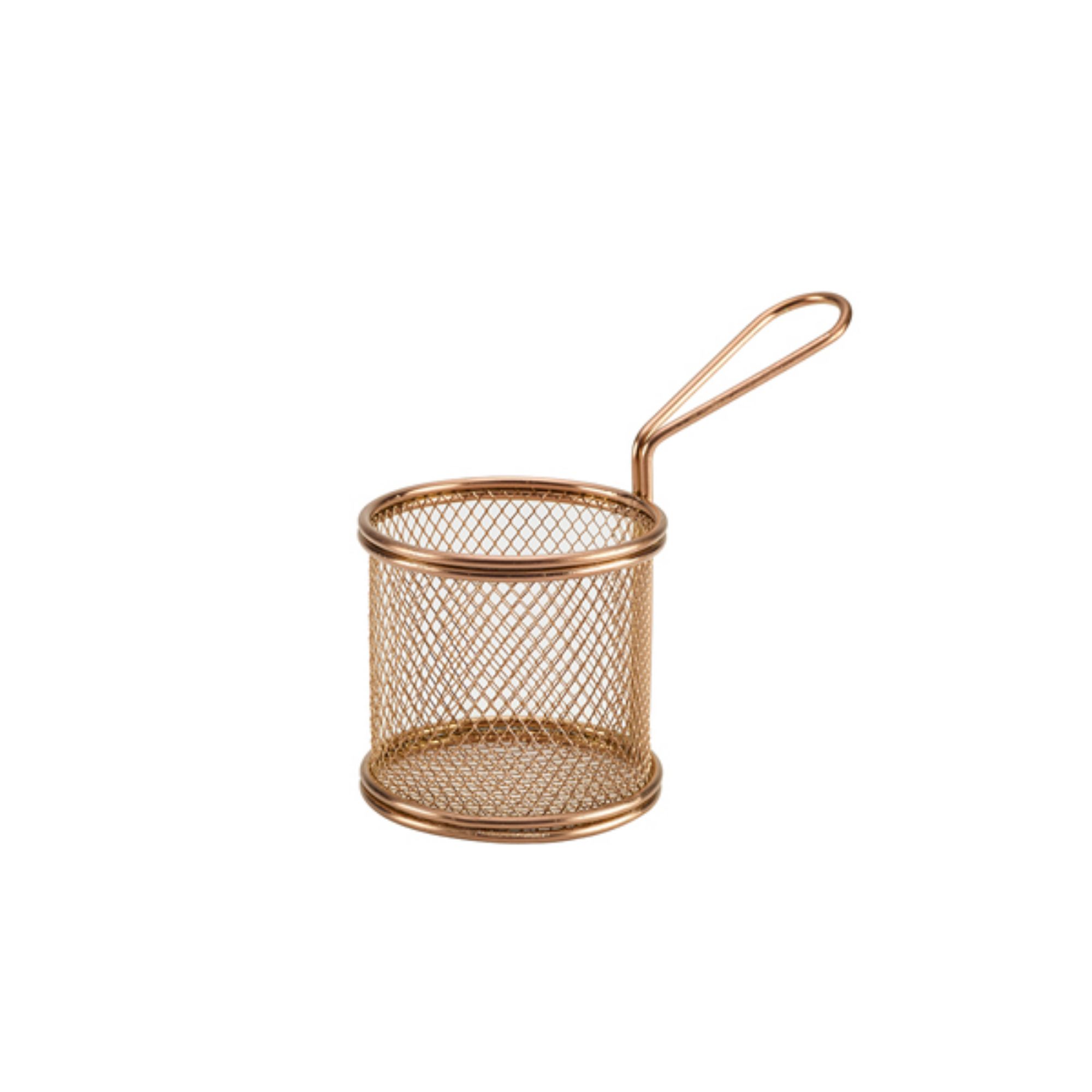 Picture of Copper Serving Fry Basket Round 9.3 x 9cm - Pack of 6 - SVBR09C