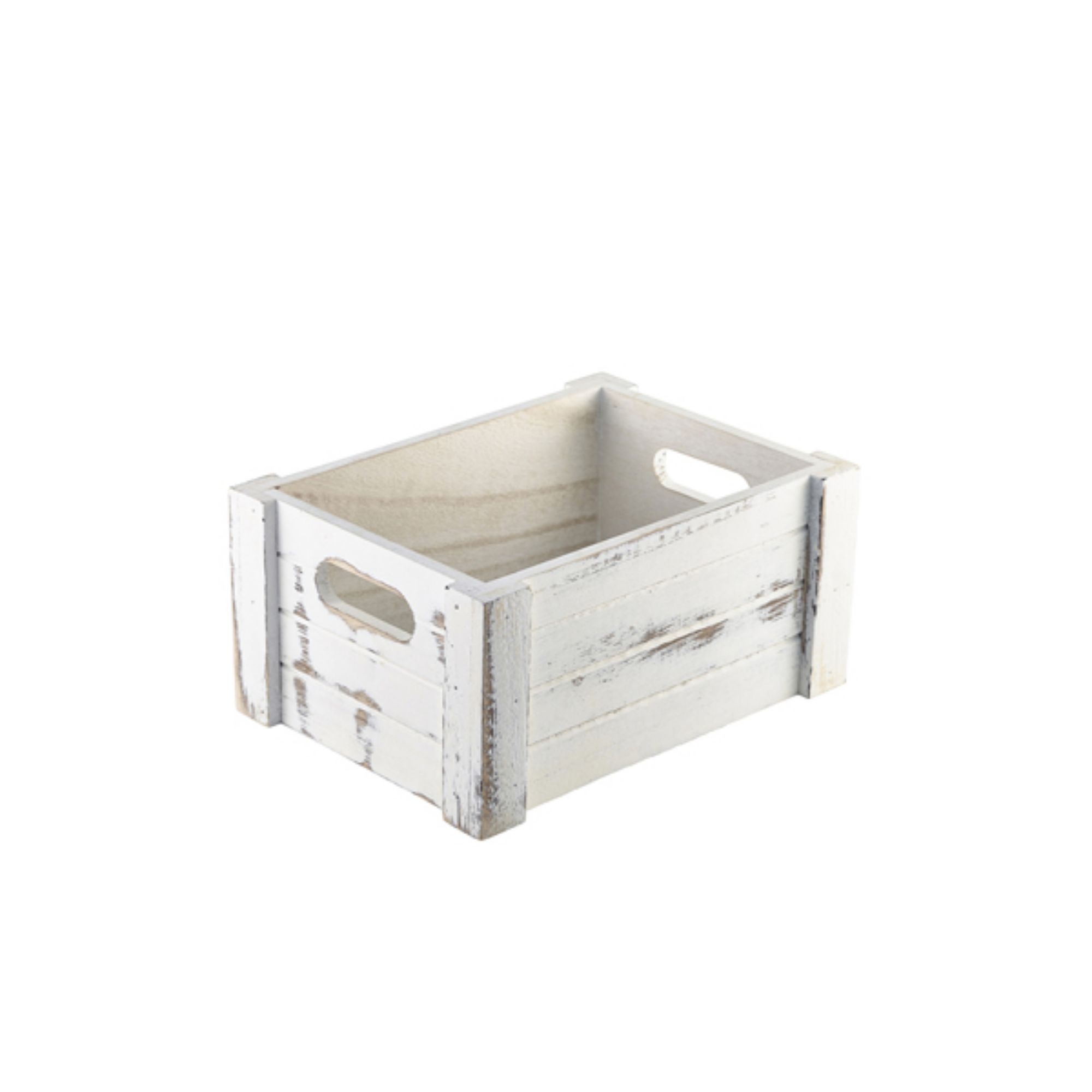 Picture of Genware White Wash Wooden Crate 22.8x16.5x11cm - WDC-2014W