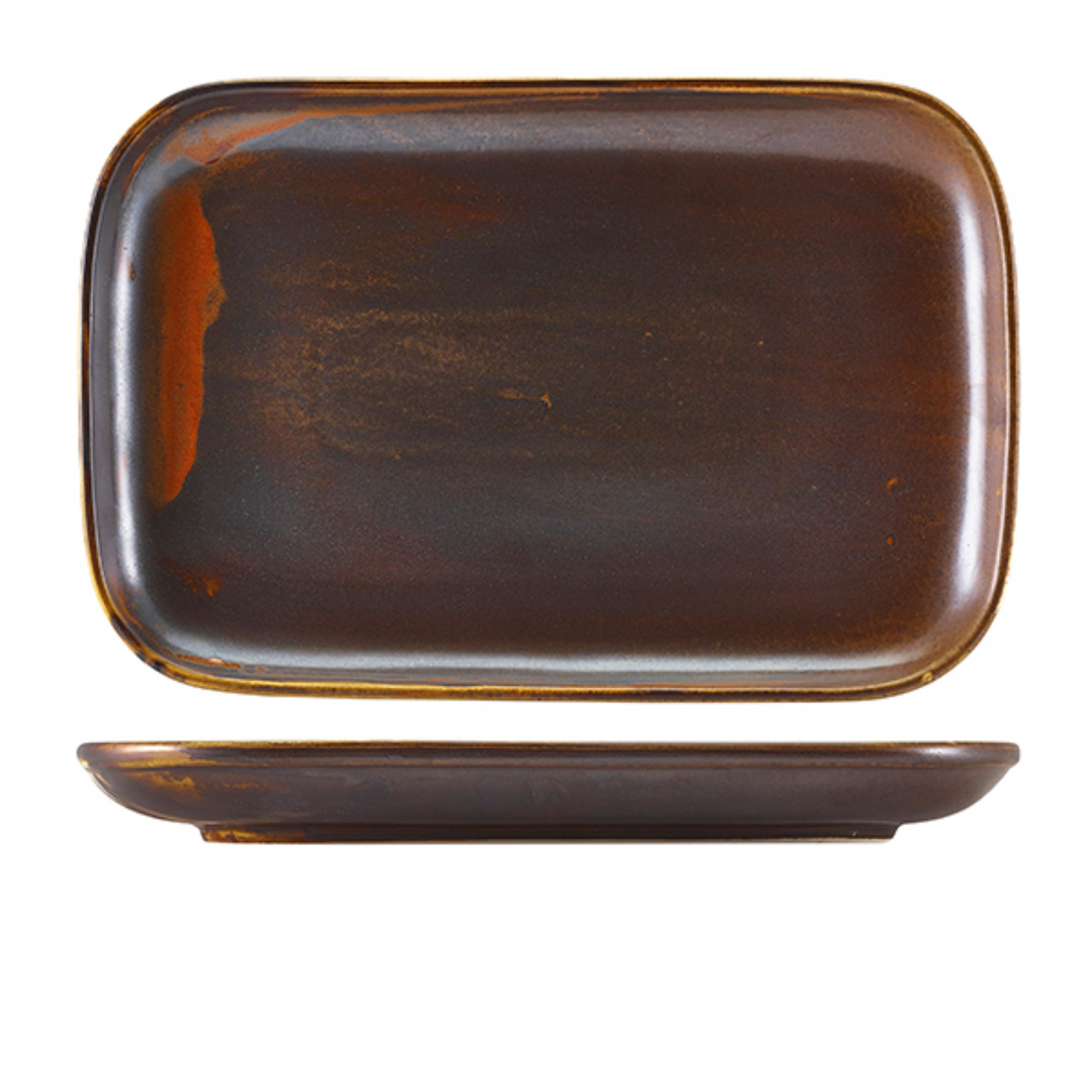 Picture of Terra Porcelain Rustic Copper Rectangular Plate 34.5 x 23.5cm - Pack of 6 - RP-PRC34