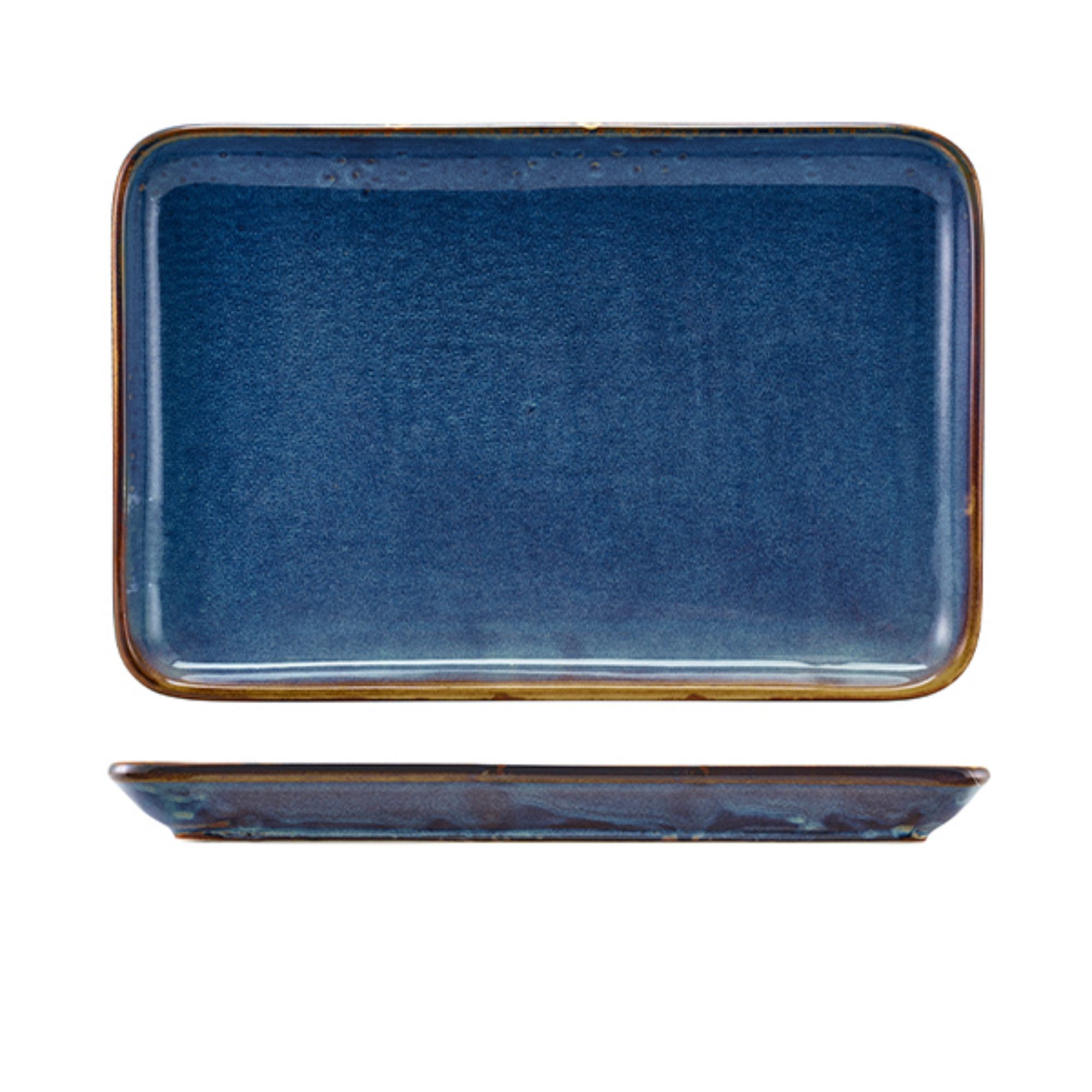 Picture of Terra Porcelain Aqua Blue Rectangular Platter 30 x 20cm - Pack of 3 - NR-PBL32