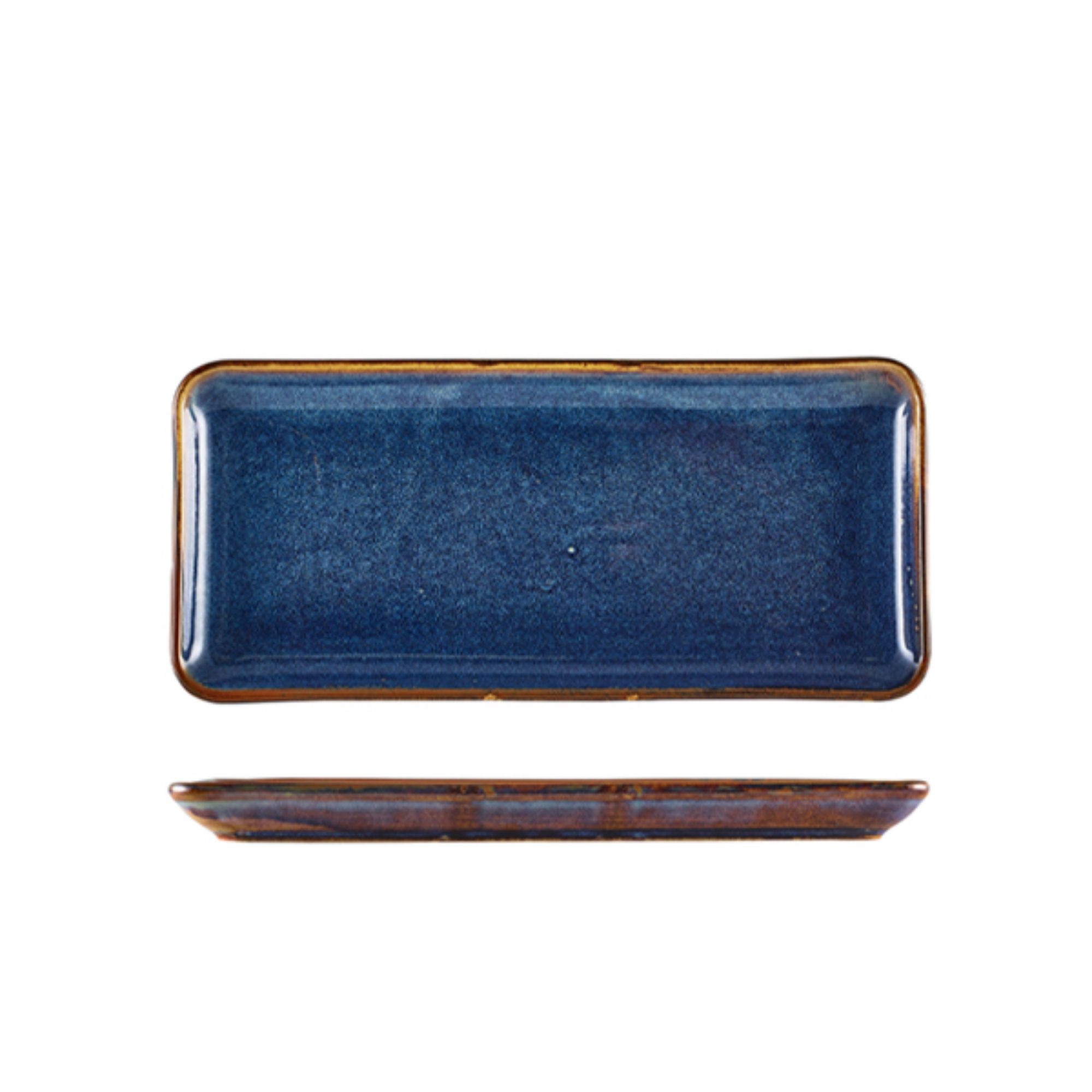 Picture of Terra Porcelain Aqua Blue Narrow Rectangular Platter 27 x 12.5cm - Pack of 6 - NR-PBL27