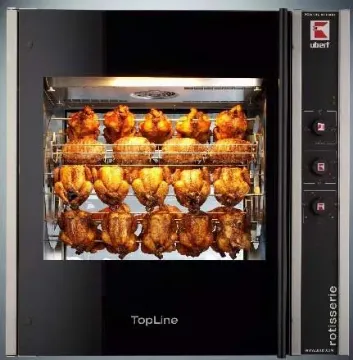 Picture of Ubert Topline RT403S Pass Thru Hot Air Electric Rotisserie - 3 Spits