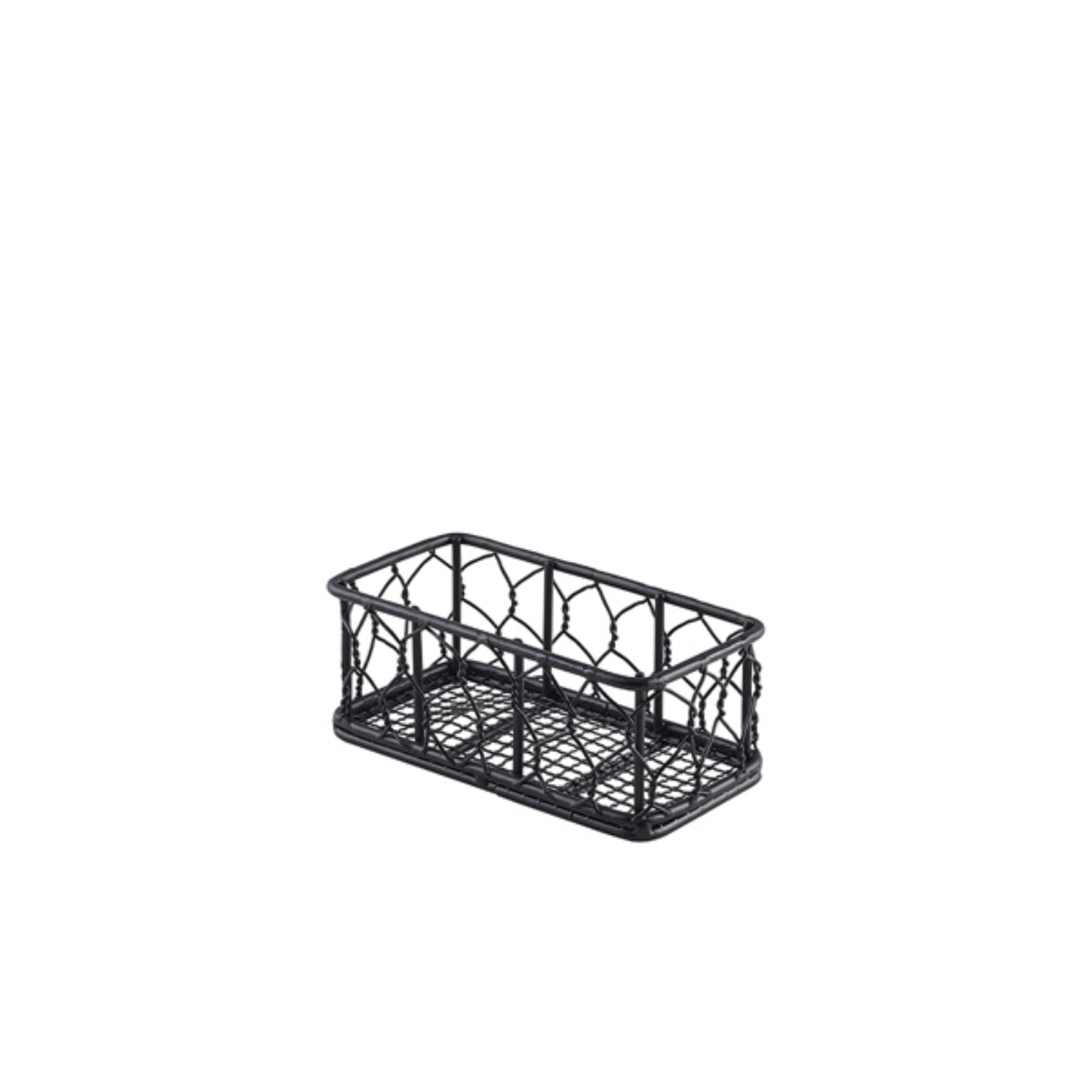 Picture of Genware Rectangular Black Wire Basket 14 x 7 x 5.5cm - WB147BK