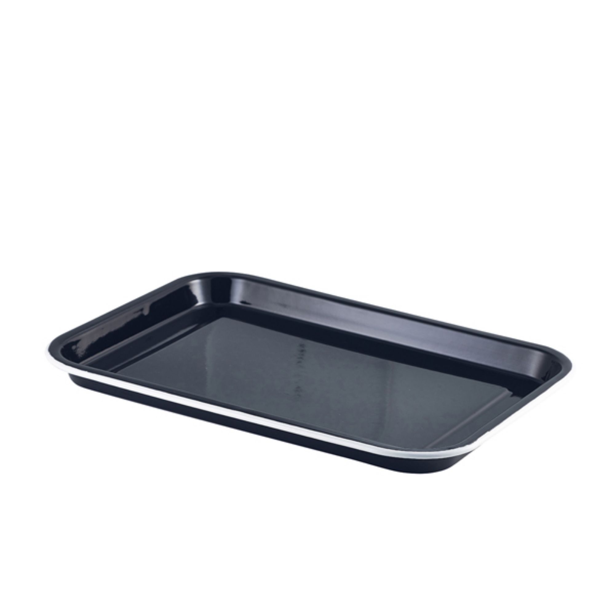 Picture of Enamel Serving Tray Black with White Rim 33.5x23.5x2.2cm - Pack of 6 - 942933BK