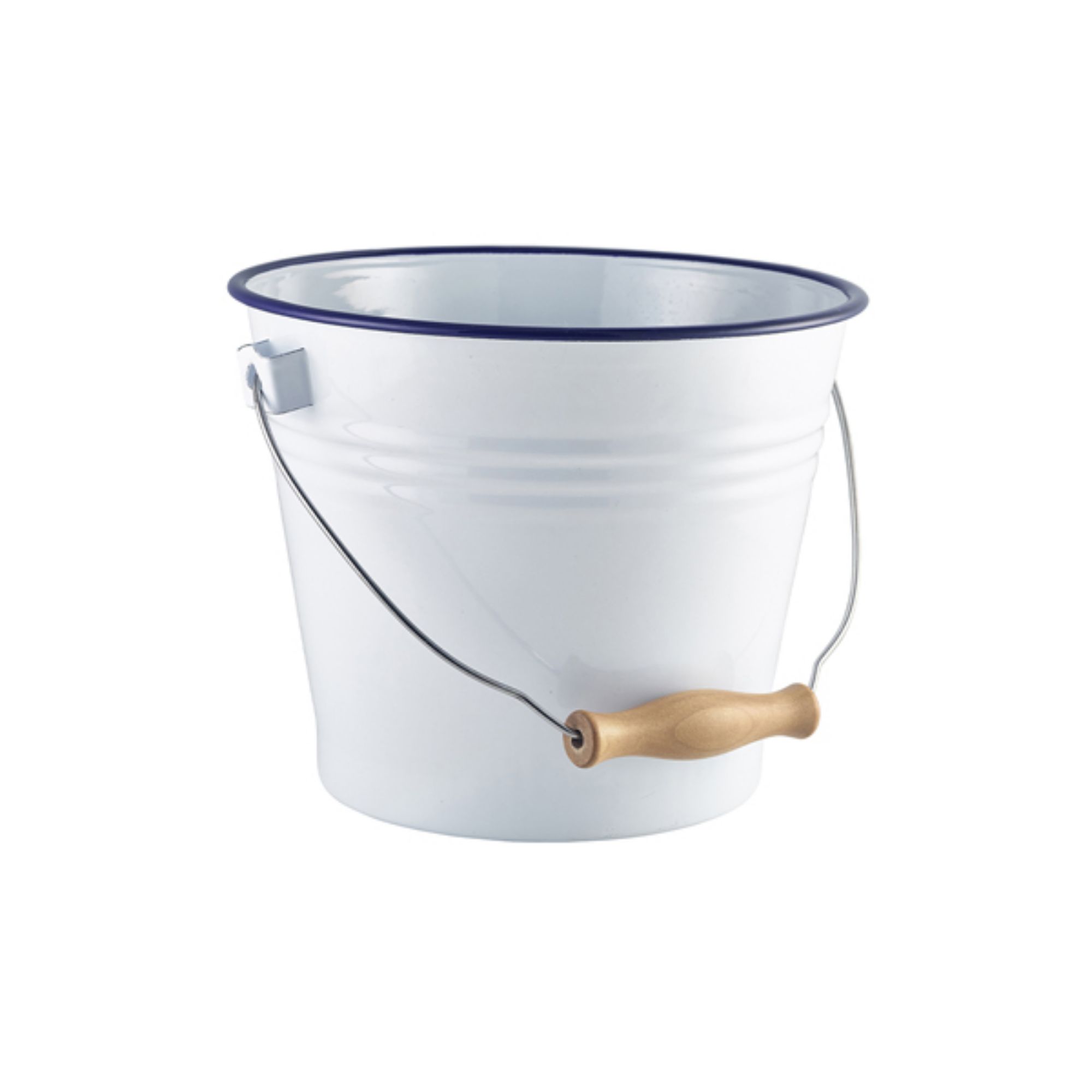 Picture of Enamel Bucket White with Blue Rim 22cm Dia - Pack of 4 - 58522