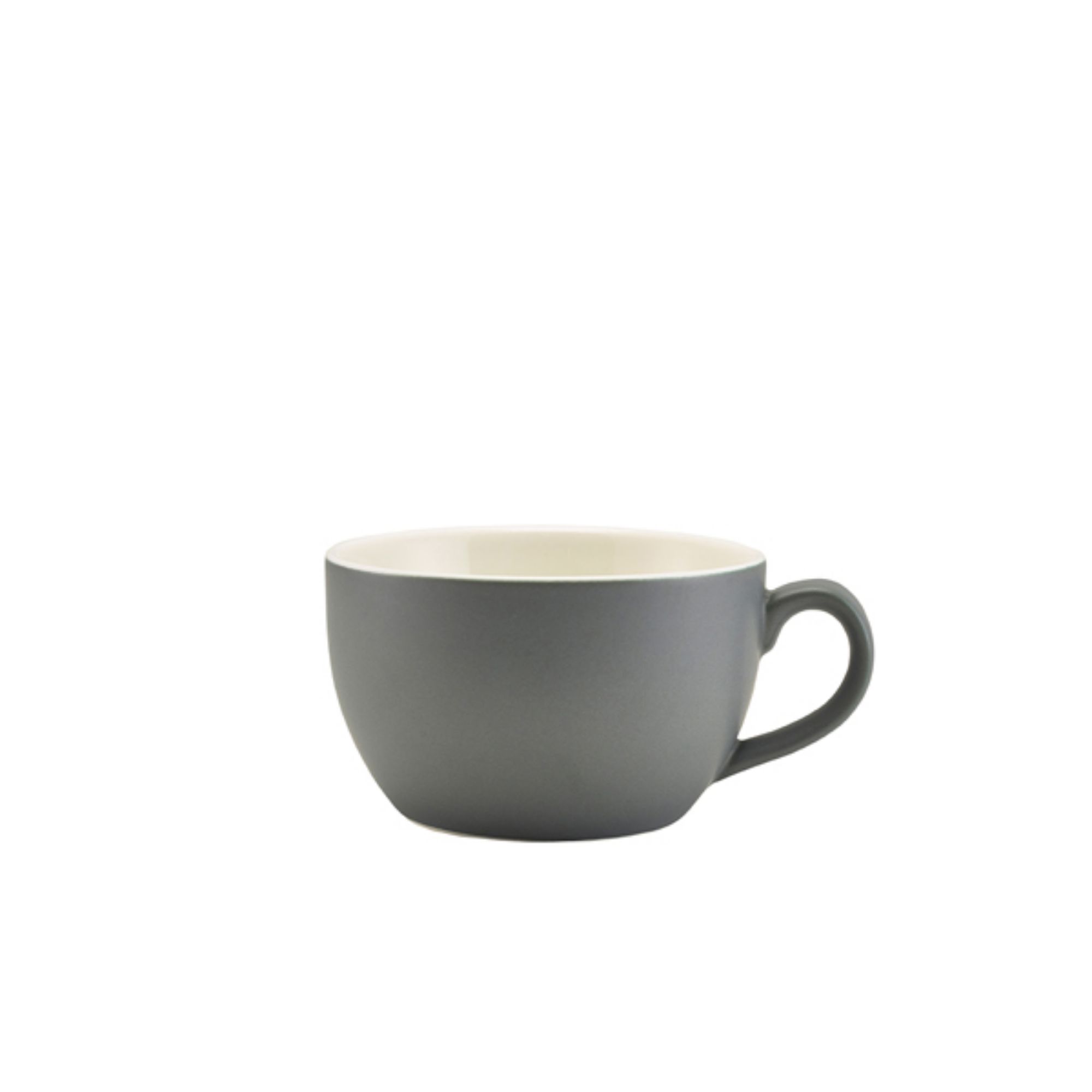 Picture of Genware Porcelain Matt Grey Bowl Shaped Cup 25cl/ 8.75oz - Pack of 6 - 322125MG