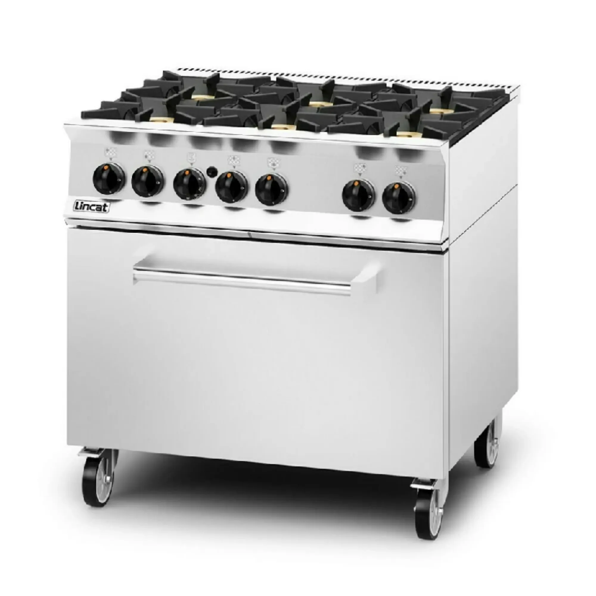 Picture of Lincat Opus 800 Natural Gas Free-standing Oven Range [Drop-Down Door] - 6 Burners - W 900 mm - 55.0 kW - OG8002/N/DD