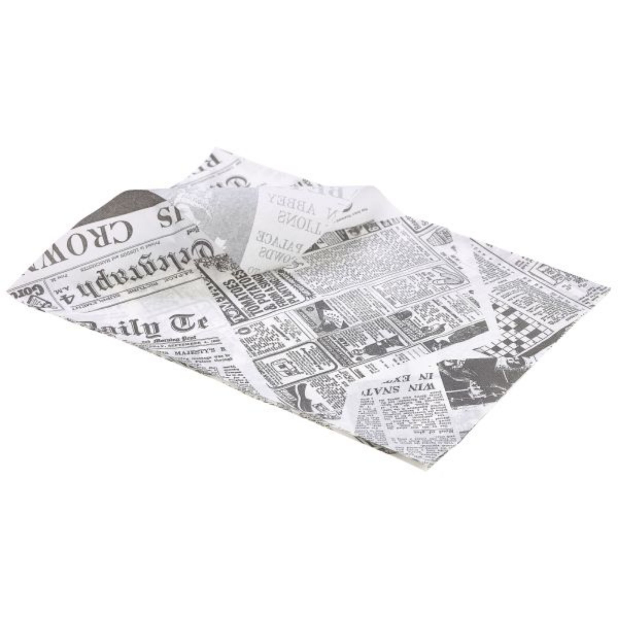 Picture of Greaseproof Paper White Newspaper Print 25 x 35cm - PN1487P