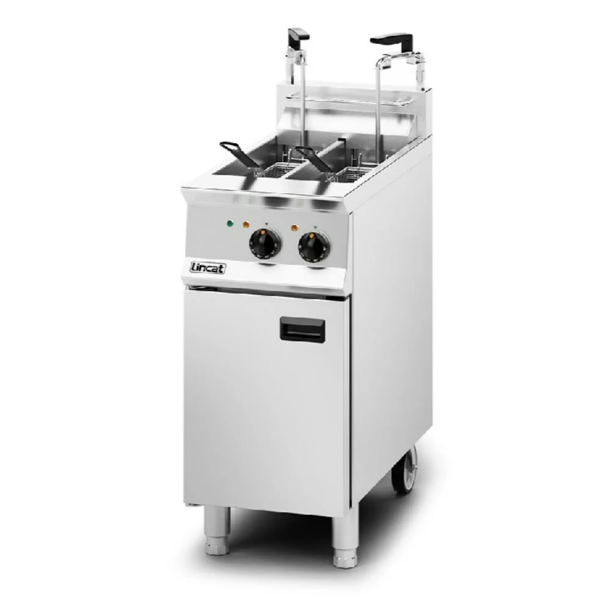 Picture of Lincat Opus 800 Electric Free-standing Twin Tank Fryer with Pumped Filtration - 2 Baskets - W 400 mm - 14.0 kW - OE8105/OP2