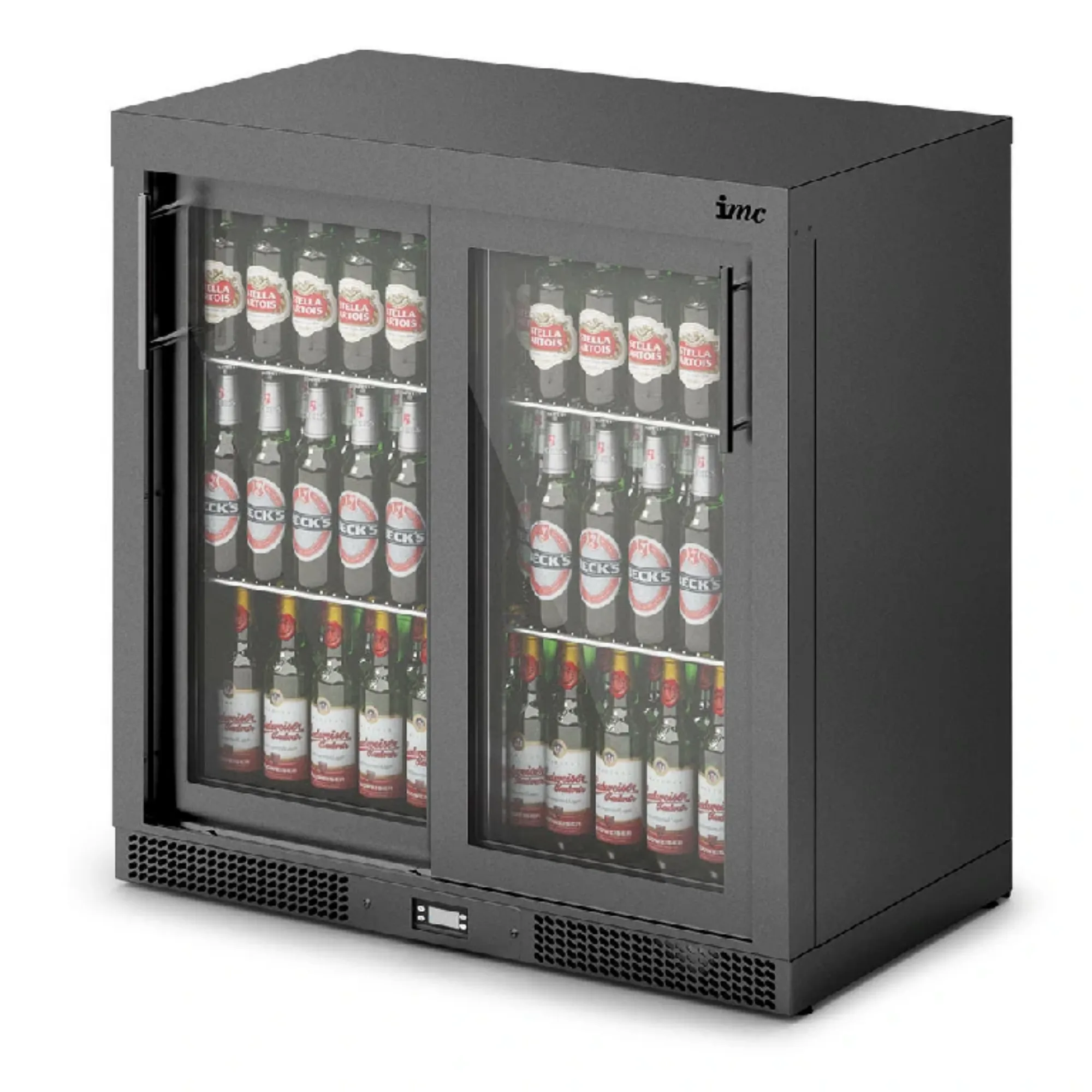 Picture of IMC Mistral M90 Bottle Cooler [Front Load] - Sliding Glass Doors - Black Painted Frame - H 900 mm - W 900 mm - 0.46 kW - F77/700/BS