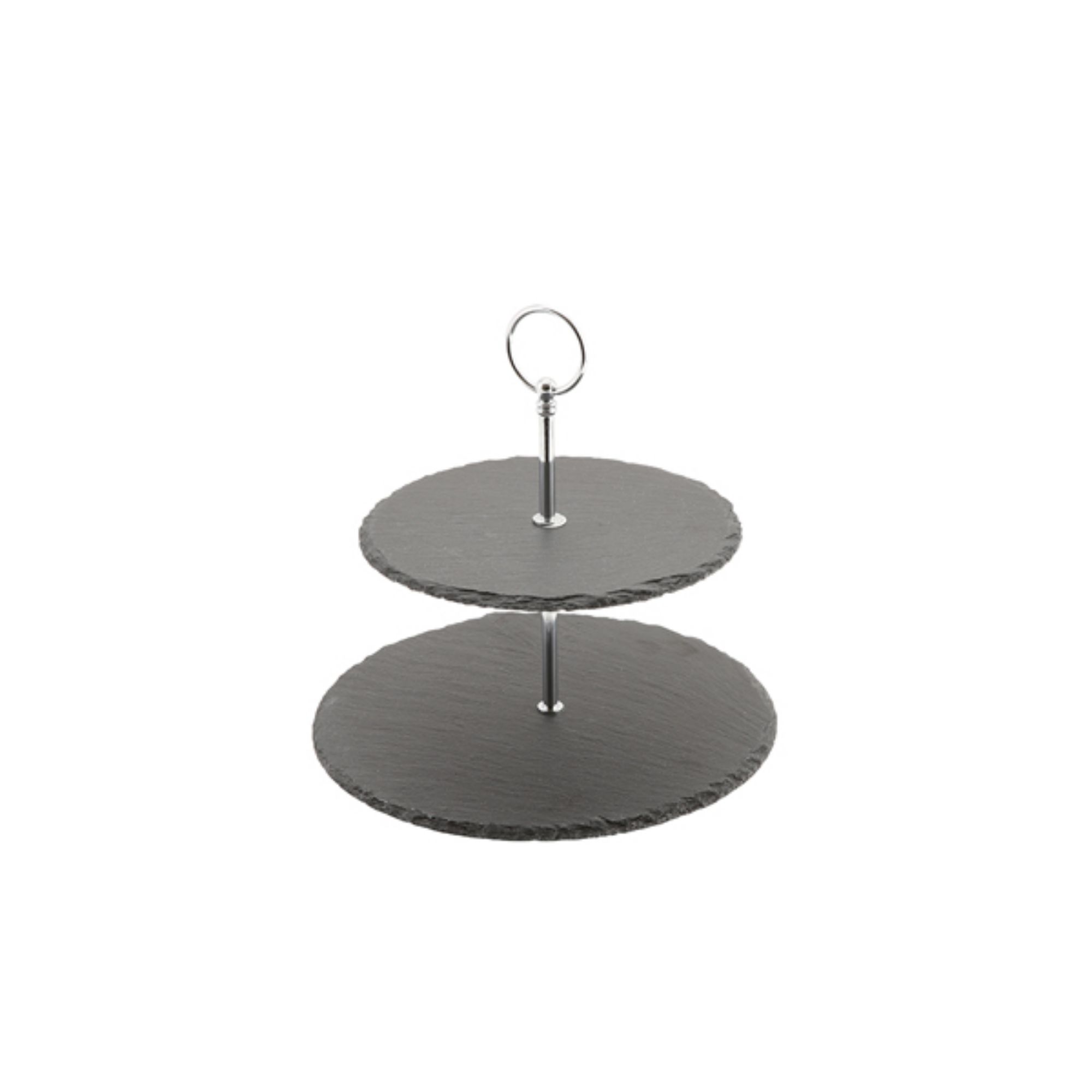 Picture of Genware Slate 2-Tier Cake Stand 20/25cm - SLT-2TCS