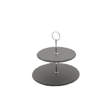 Picture of Genware Slate 2-Tier Cake Stand 20/25cm