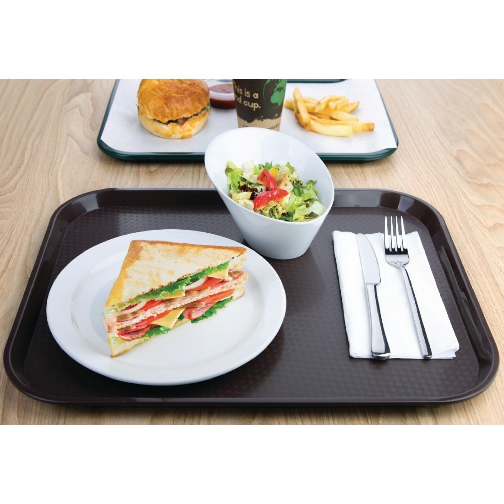 Picture of Olympia Kristallon Large Polypropylene Fast Food Tray Brown 450mm