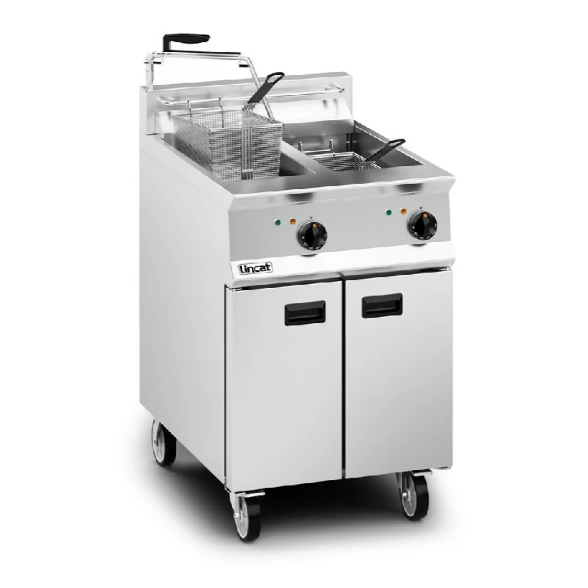 Picture of Lincat Opus 800 Electric Free-standing Twin Tank Fryer with Pumped Filtration - 2 Baskets - W 600 mm - 24.0 kW