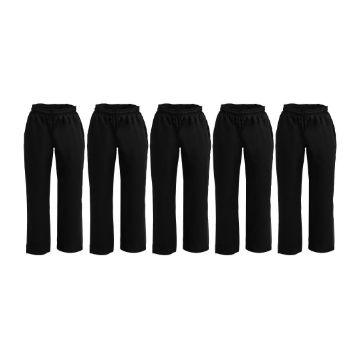Picture of Whites Vegas Chef Trousers Polycotton Black L (5 Pack)