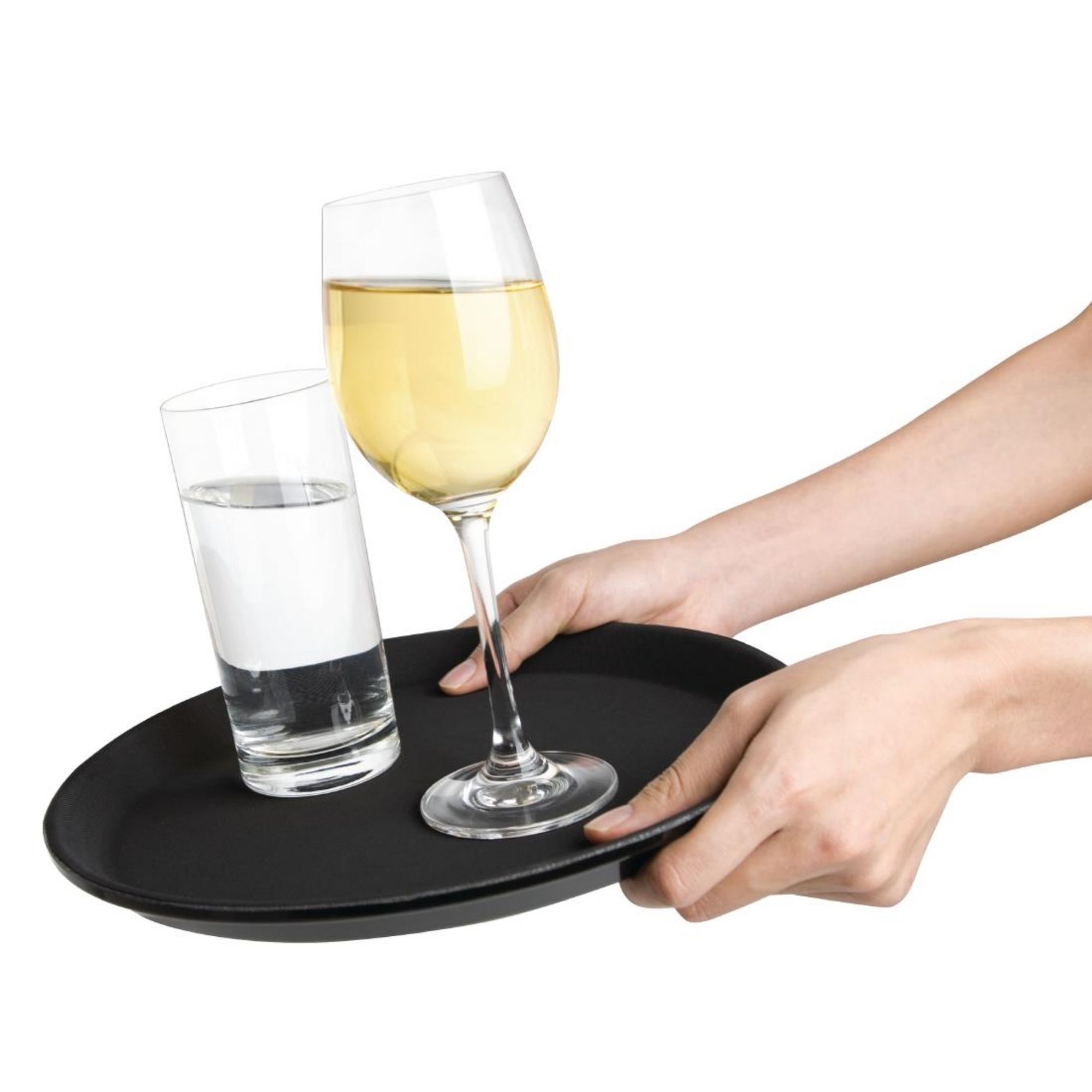 Picture of Olympia Kristallon Fibreglass Round Non-Slip Tray Black 280mm