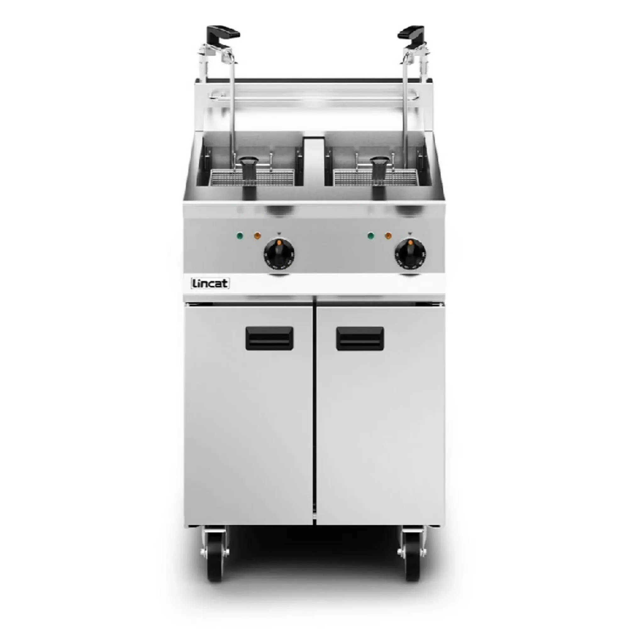 Picture of Lincat Opus 800 Electric Free-standing Twin Tank Fryer with Pumped Filtration - 2 Baskets - W 600 mm - 24.0 kW - OE8113/OP2