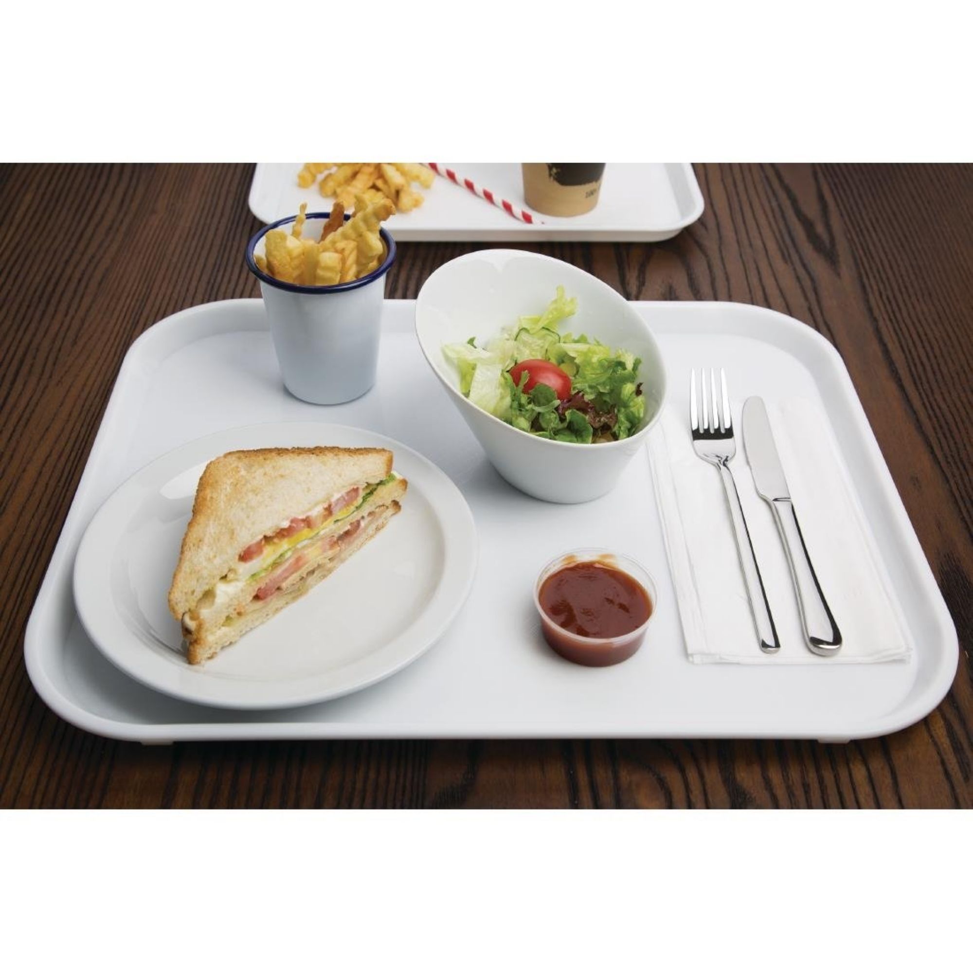 Picture of Olympia Kristallon Polypropylene Fast Food Tray White Large 450mm
