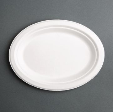 Picture of Fiesta Compostable Bagasse Oval Plates 316mm (50 Pack)