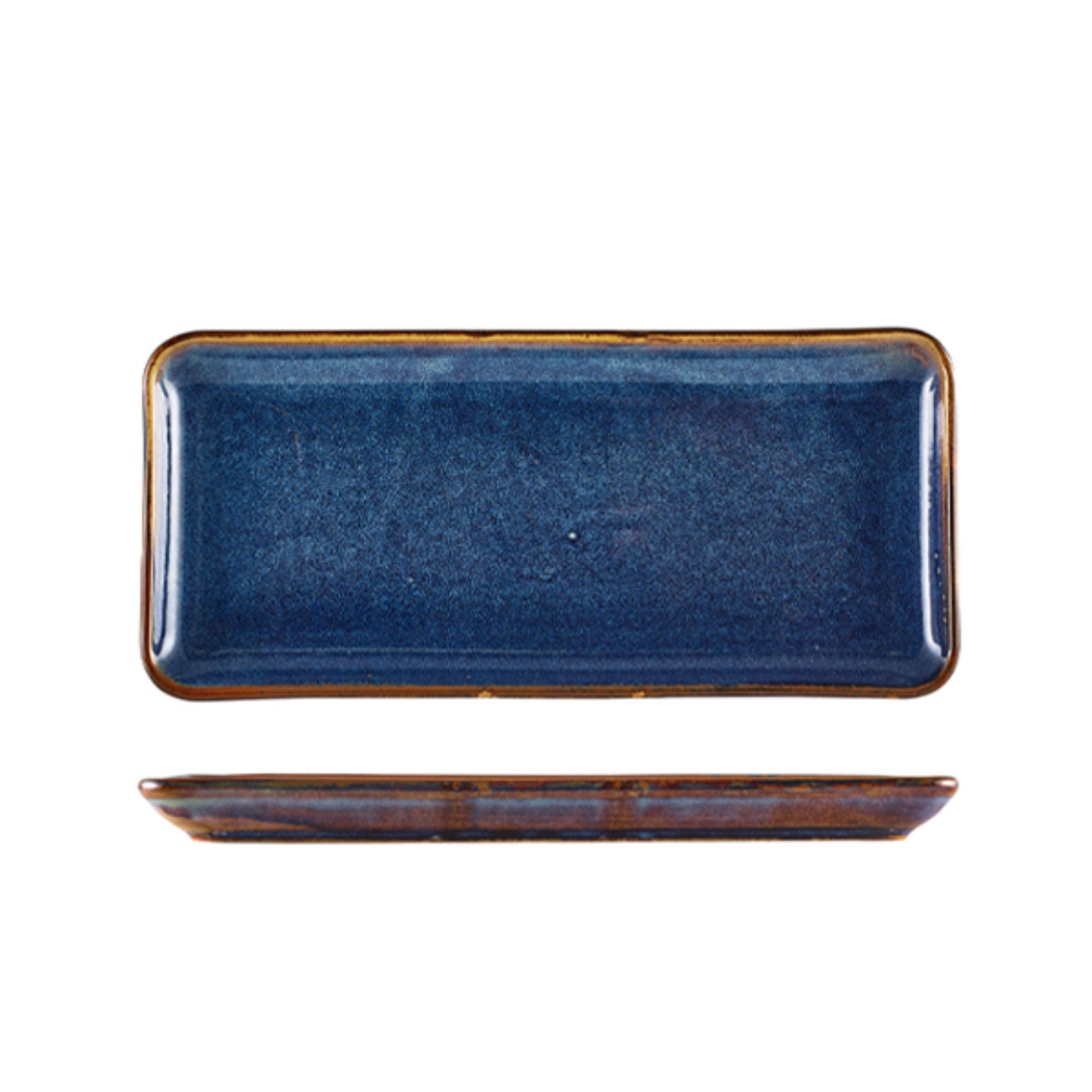 Picture of Terra Porcelain Aqua Blue Narrow Rectangular Platter 31 x 14cm - Pack of 6 - NR-PBL30