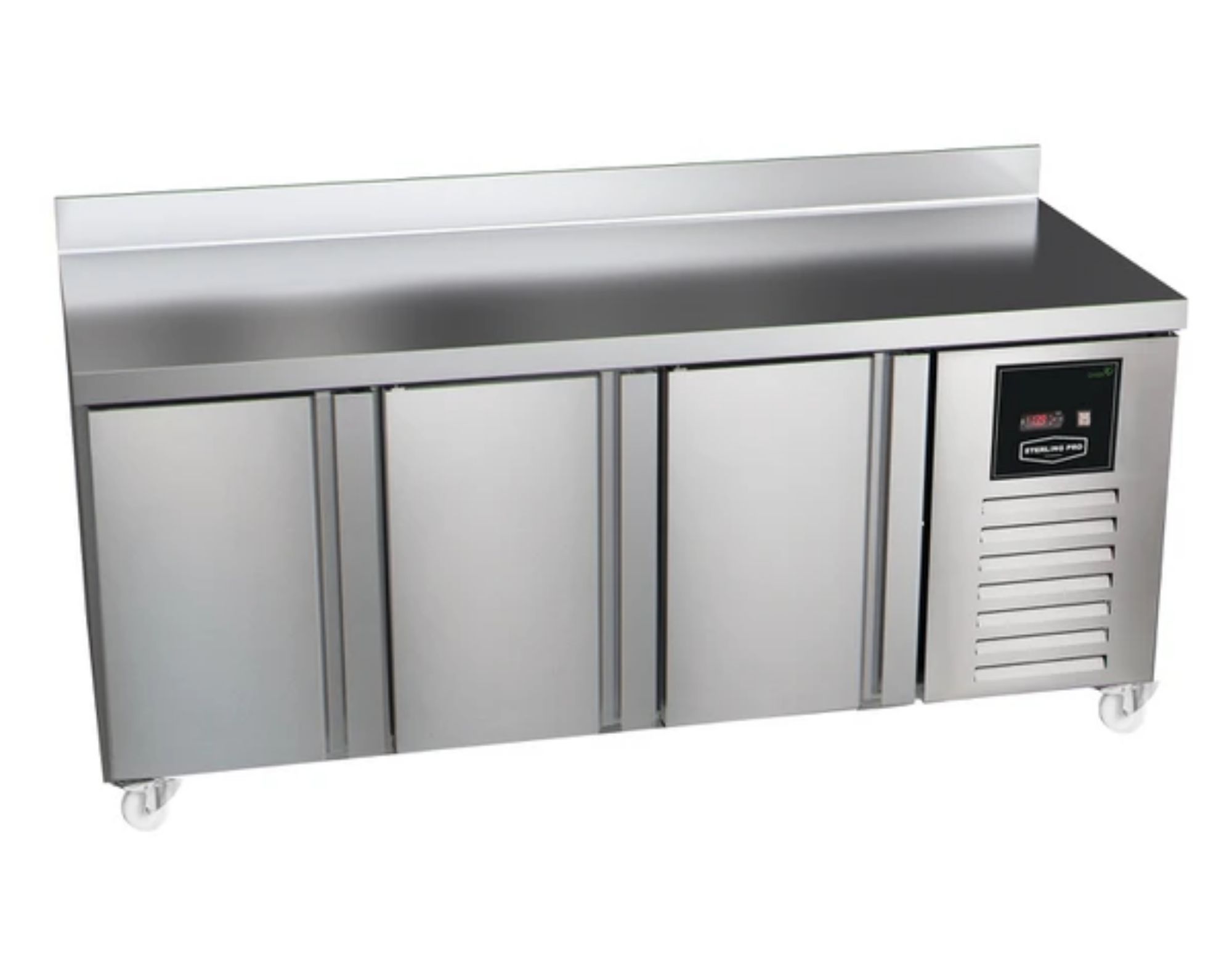 Picture of Sterling Pro Green SPI-7-180-30 3 Door Refrigerated Counter with 100mm Splashback, 452 Litres - SPI7180303DOG
