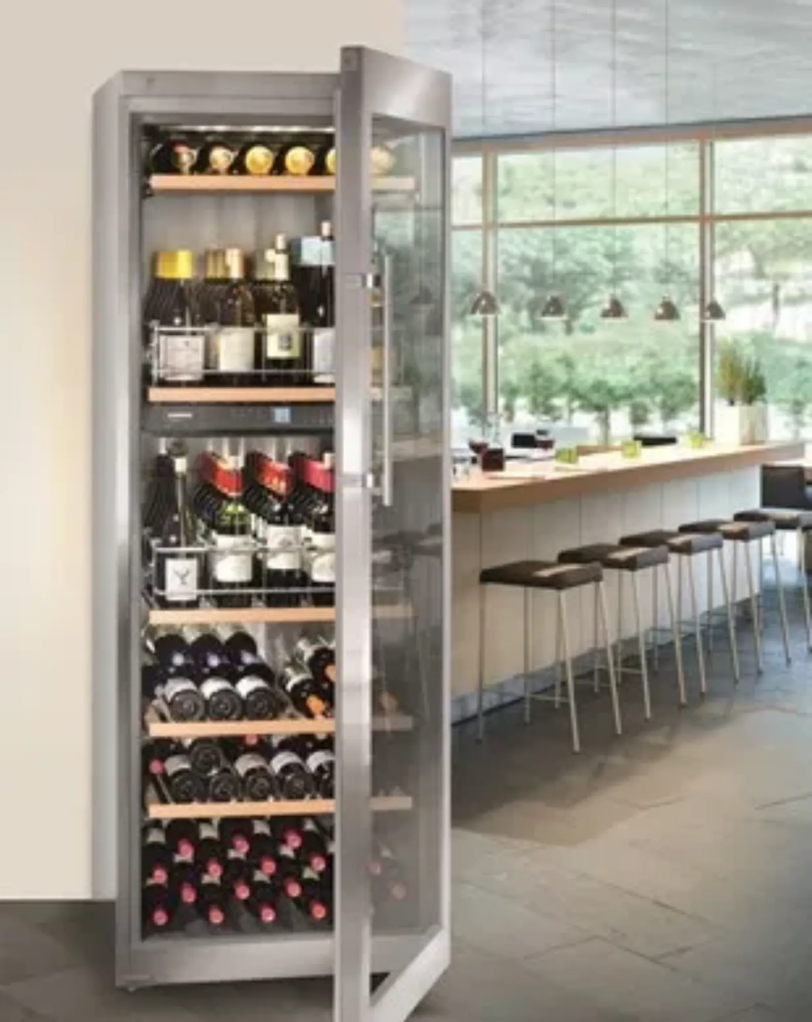 Picture of Liebherr WTPES5972 Glazed Stainless Steel Wine Cabinet 593 Litres