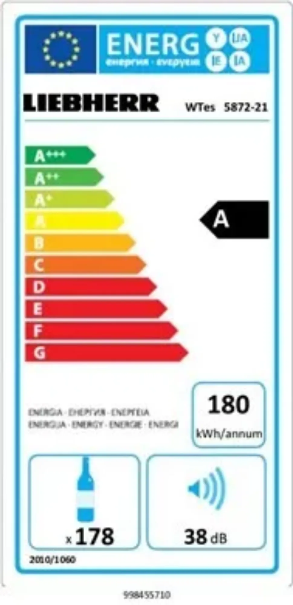 Picture of Liebherr WTES5872 Glazed Stainless Steel Wine Cabinet 578 Litres