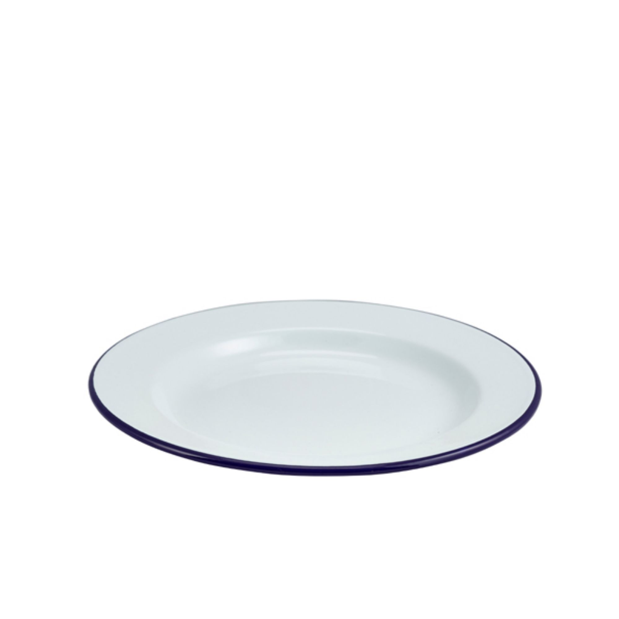 Picture of Enamel Wide Rim Plate White & Blue 26cm - Pack of 12 - 45026