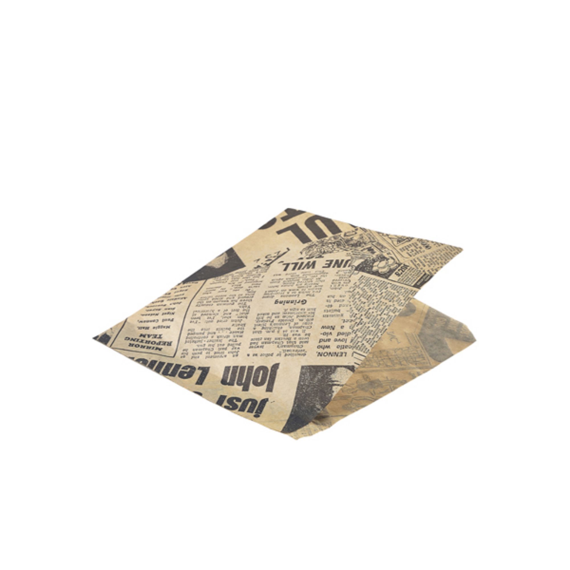 Picture of Greaseproof Paper Bags Brown Newspaper Print 17.5 x 17.5cm - PN0829PBG