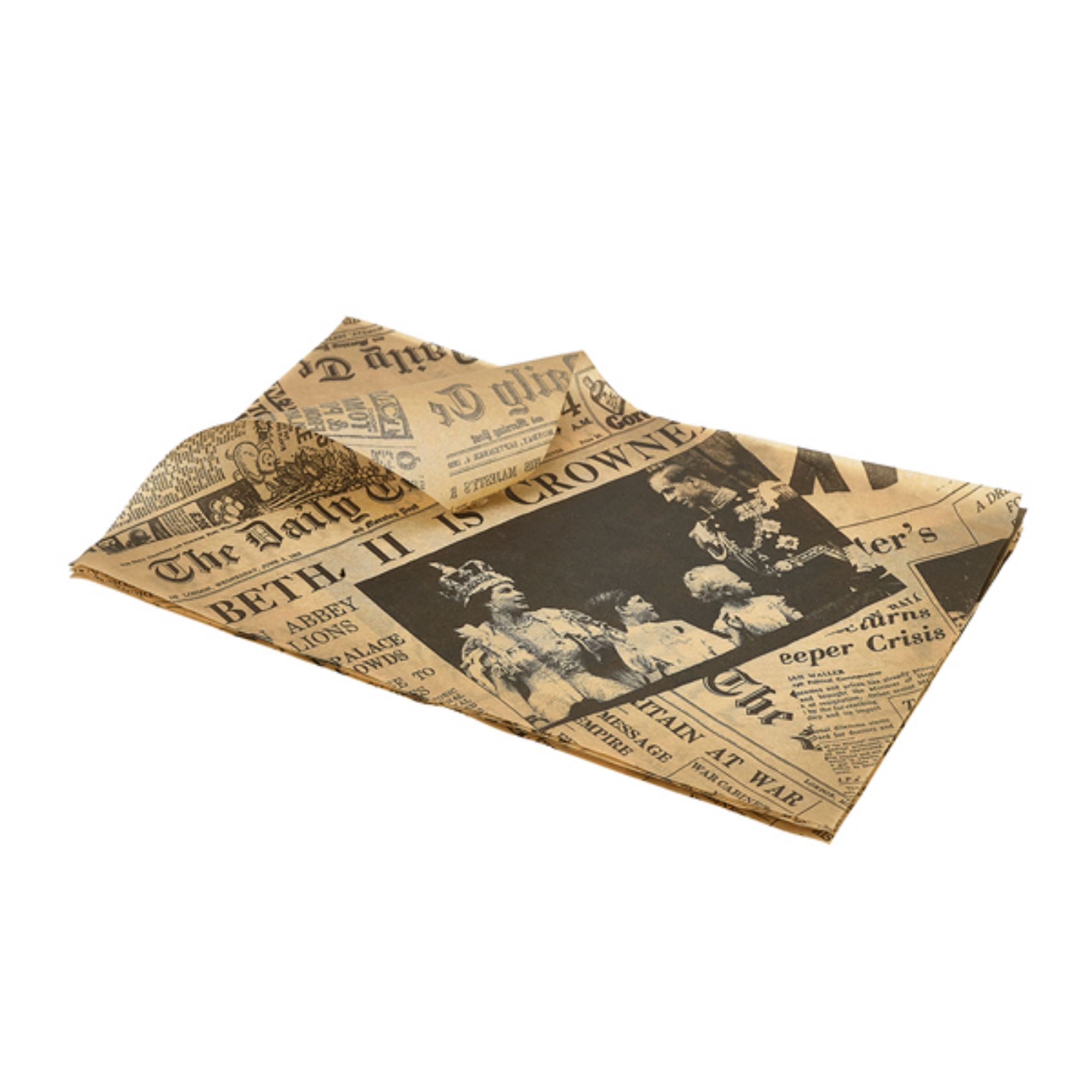 Picture of Greaseproof Paper Brown Newspaper Print 25 x 35cm - PN0829P