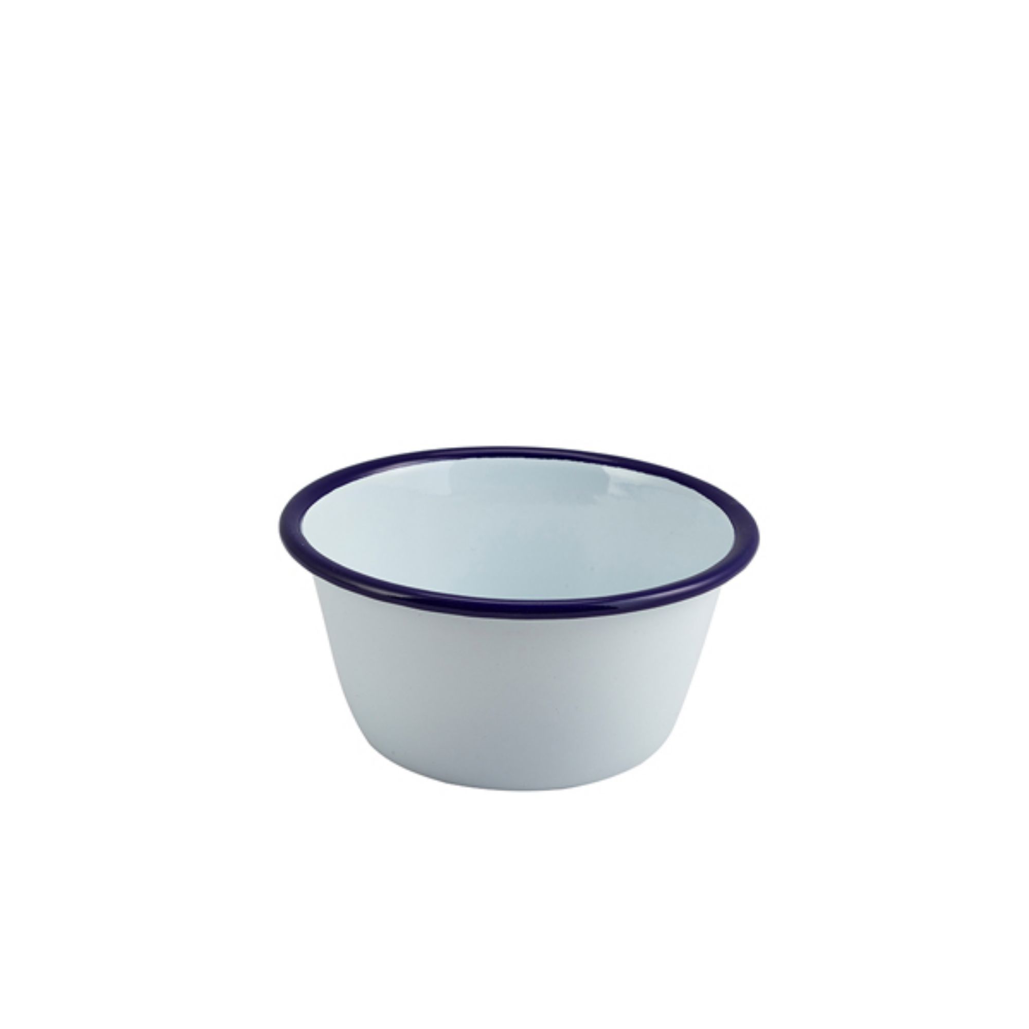 Picture of Enamel Round Deep Pie Dish White & Blue 12cm - Pack of 12 - 59512