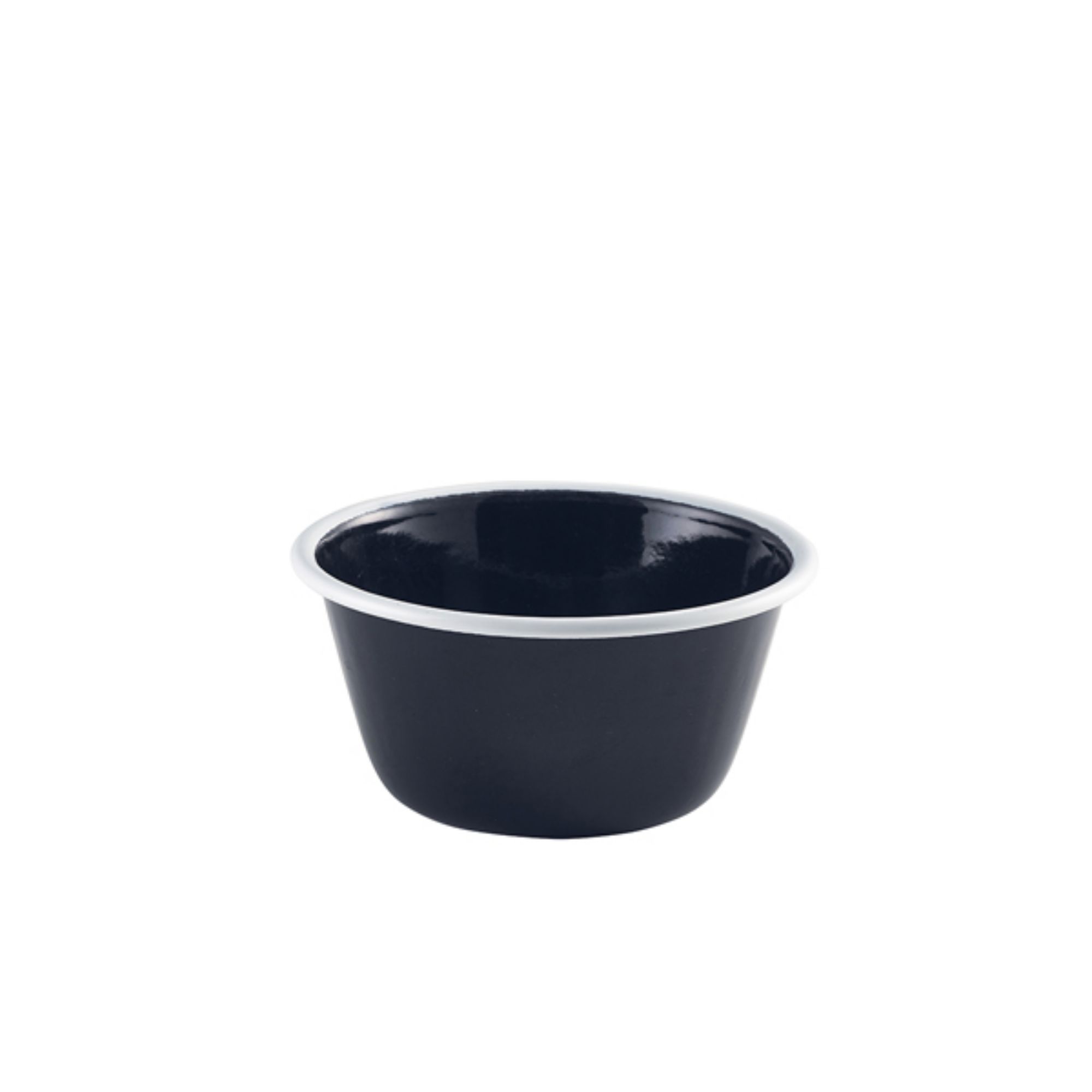 Picture of Enamel Deep Pie Dish Black with White Rim 12cm - Pack of 12 - 59512BK