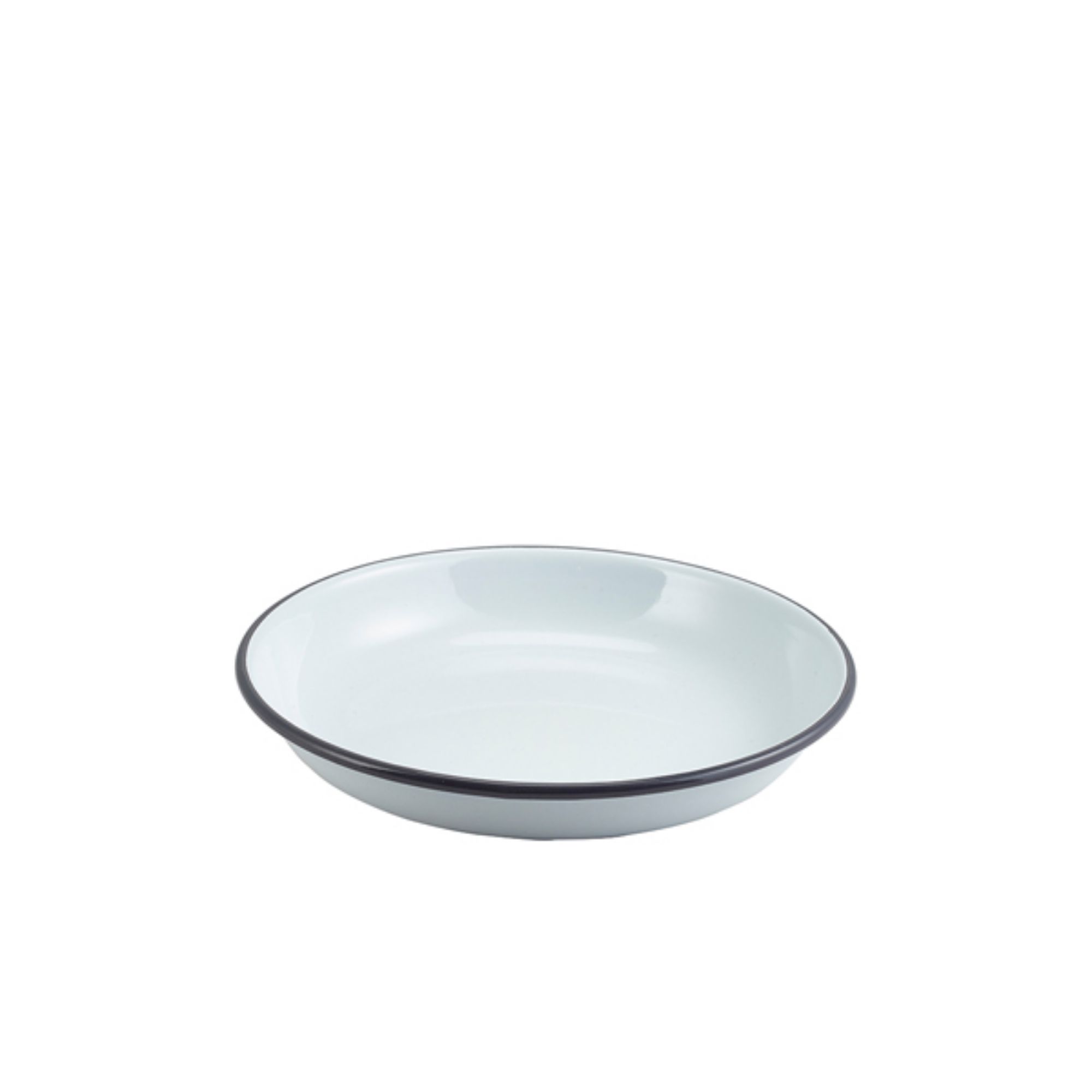 Picture of Enamel Rice/ Pasta Plate White with Grey Rim 20cm - Pack of 12 - 45620WHG