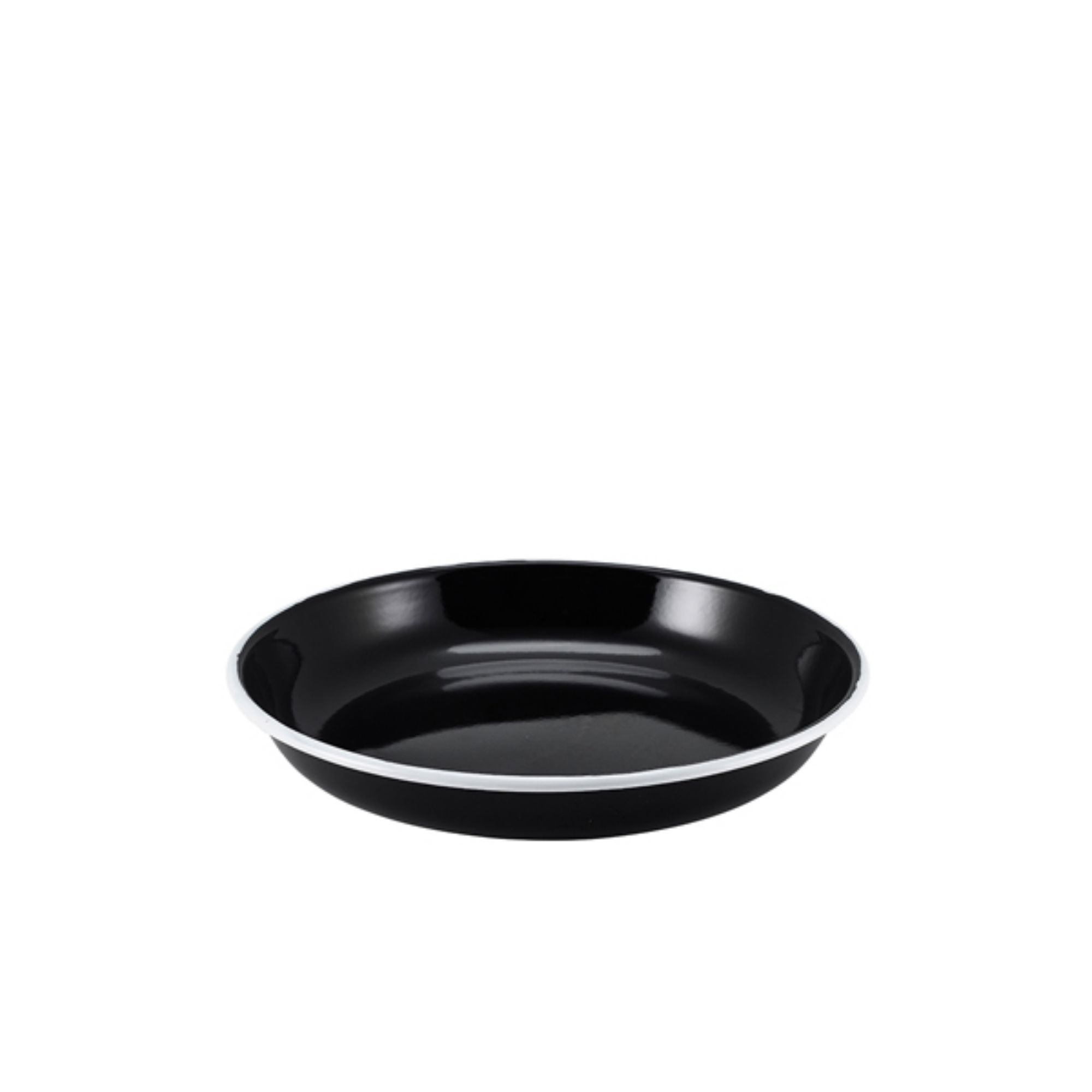 Picture of Enamel Rice/ Pasta Plate Black with White Rim 20cm - Pack of 12 - 45620BK