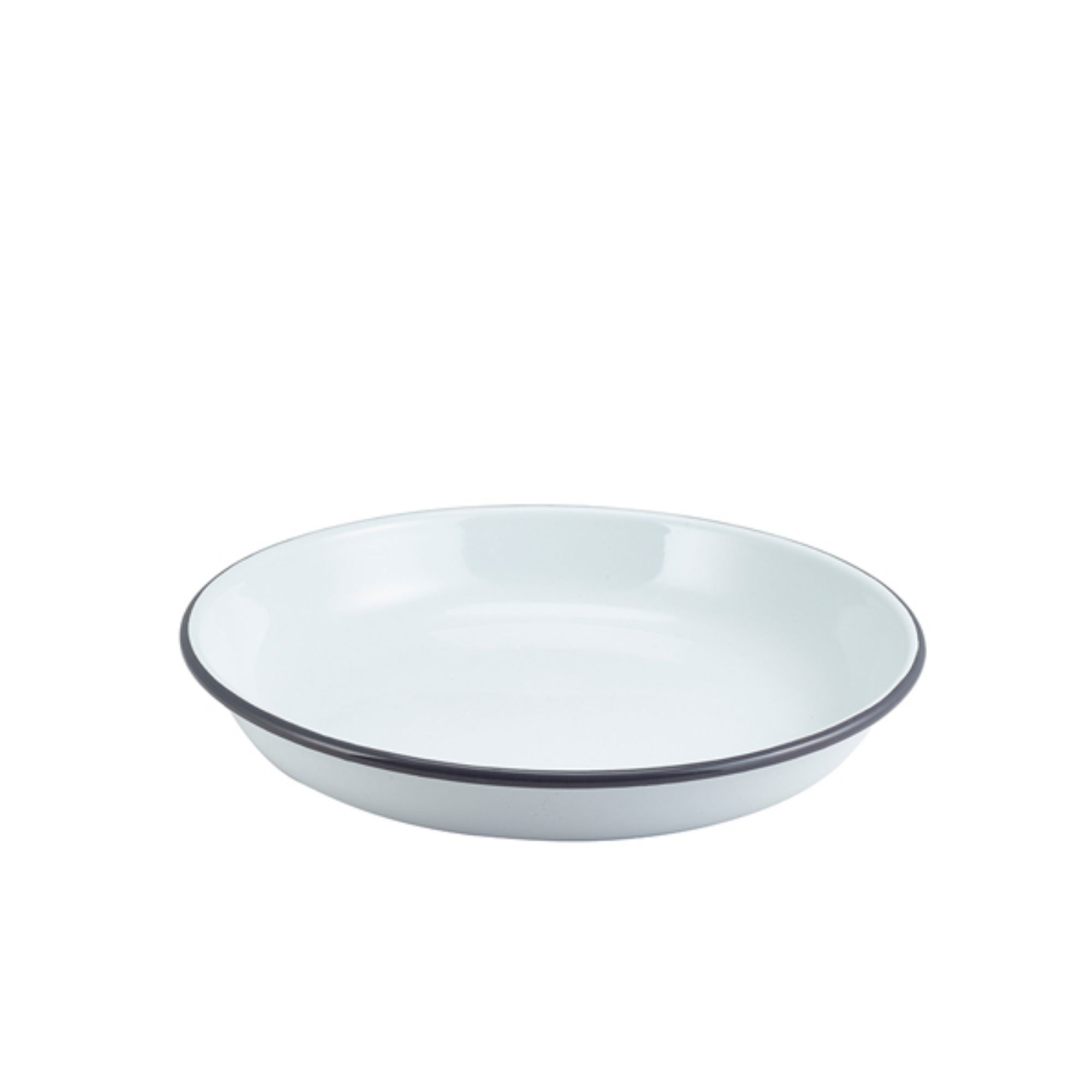 Picture of Enamel Rice/Pasta Plate White with Grey Rim 24cm - 45624WHG