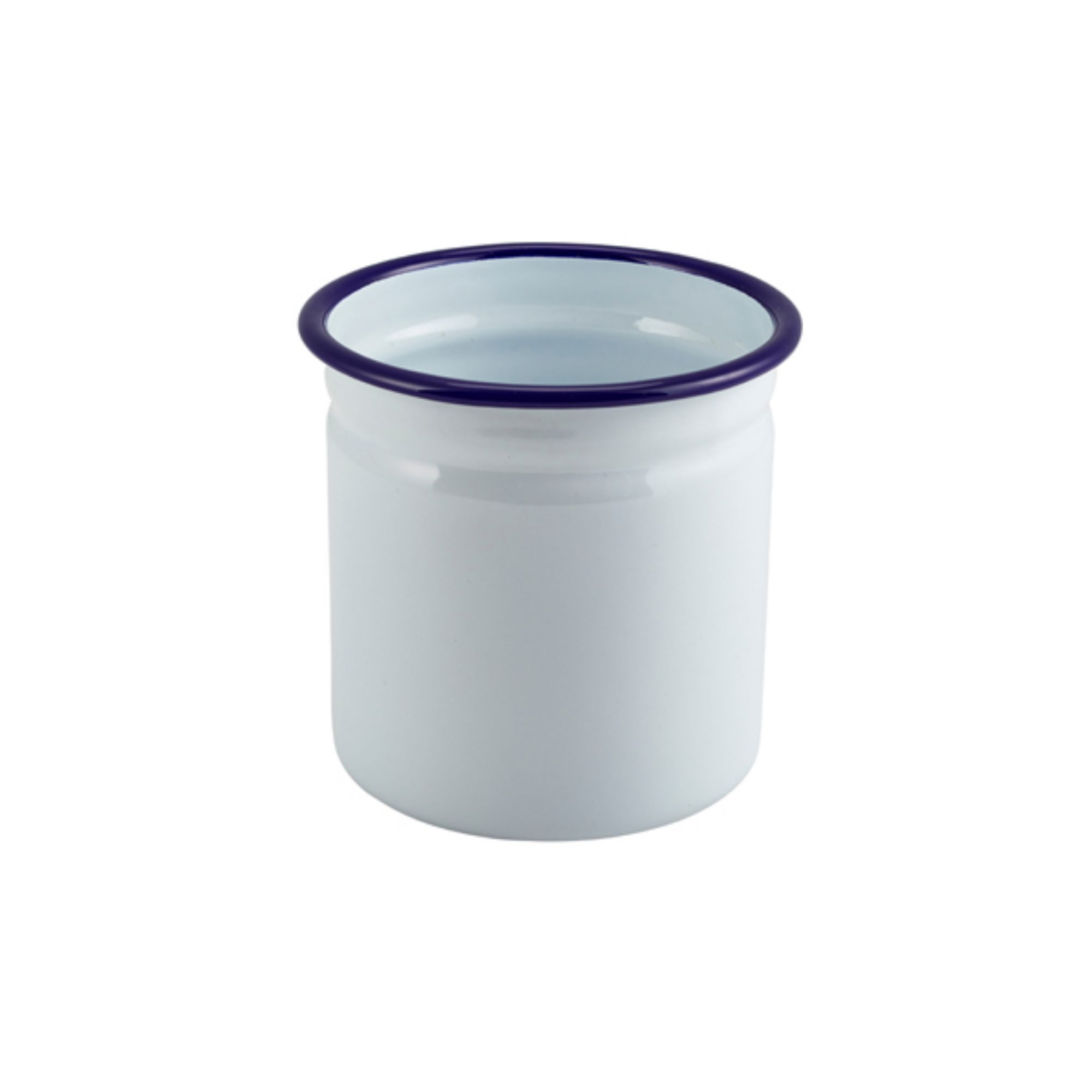 Picture of Enamel Cutlery Holder White with Blue Rim 11.5cm Dia - Pack of 6 - 54510