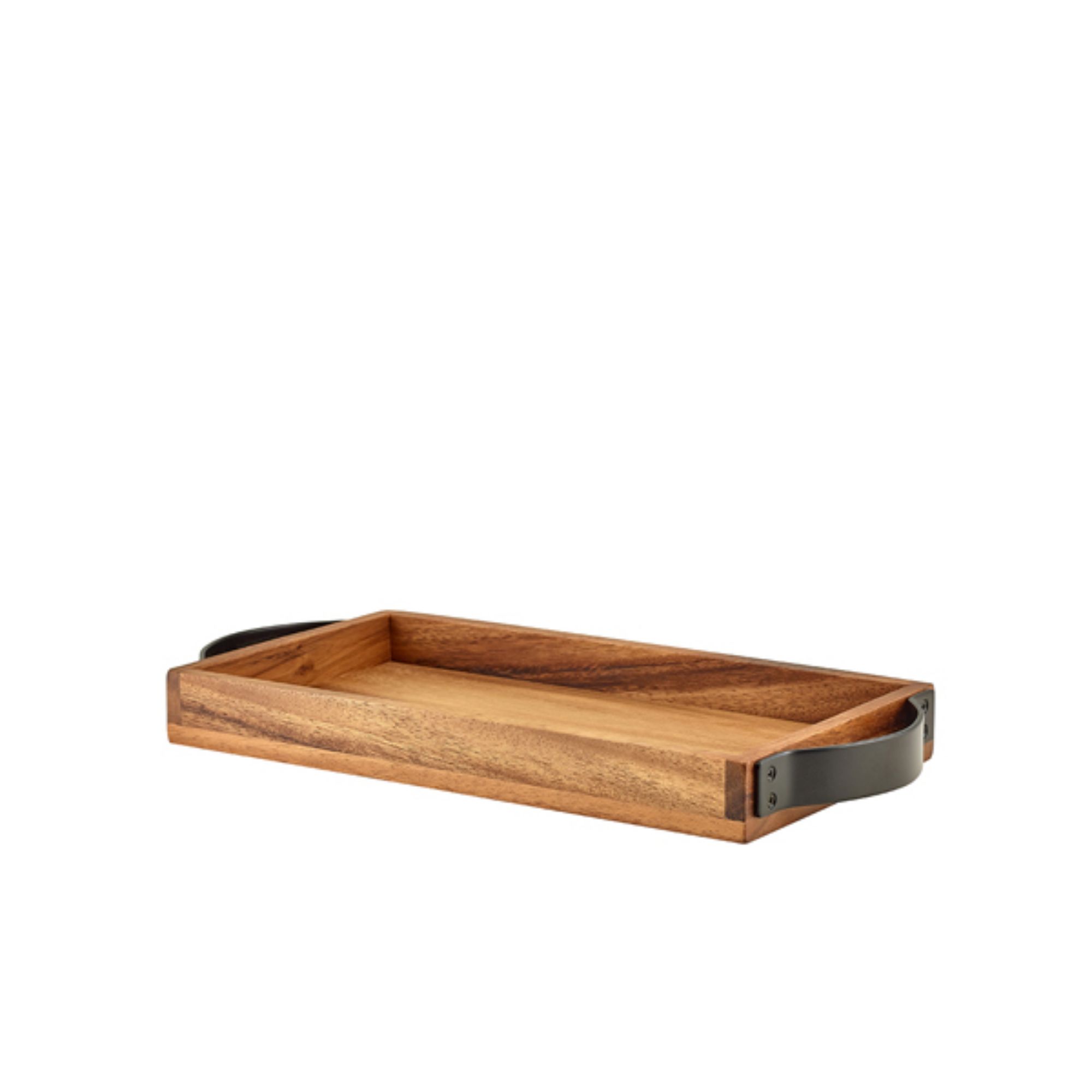 Picture of GenWare Acacia Wood Serving Tray with Metal Handles 32.5 x 17.5cm - WST3217