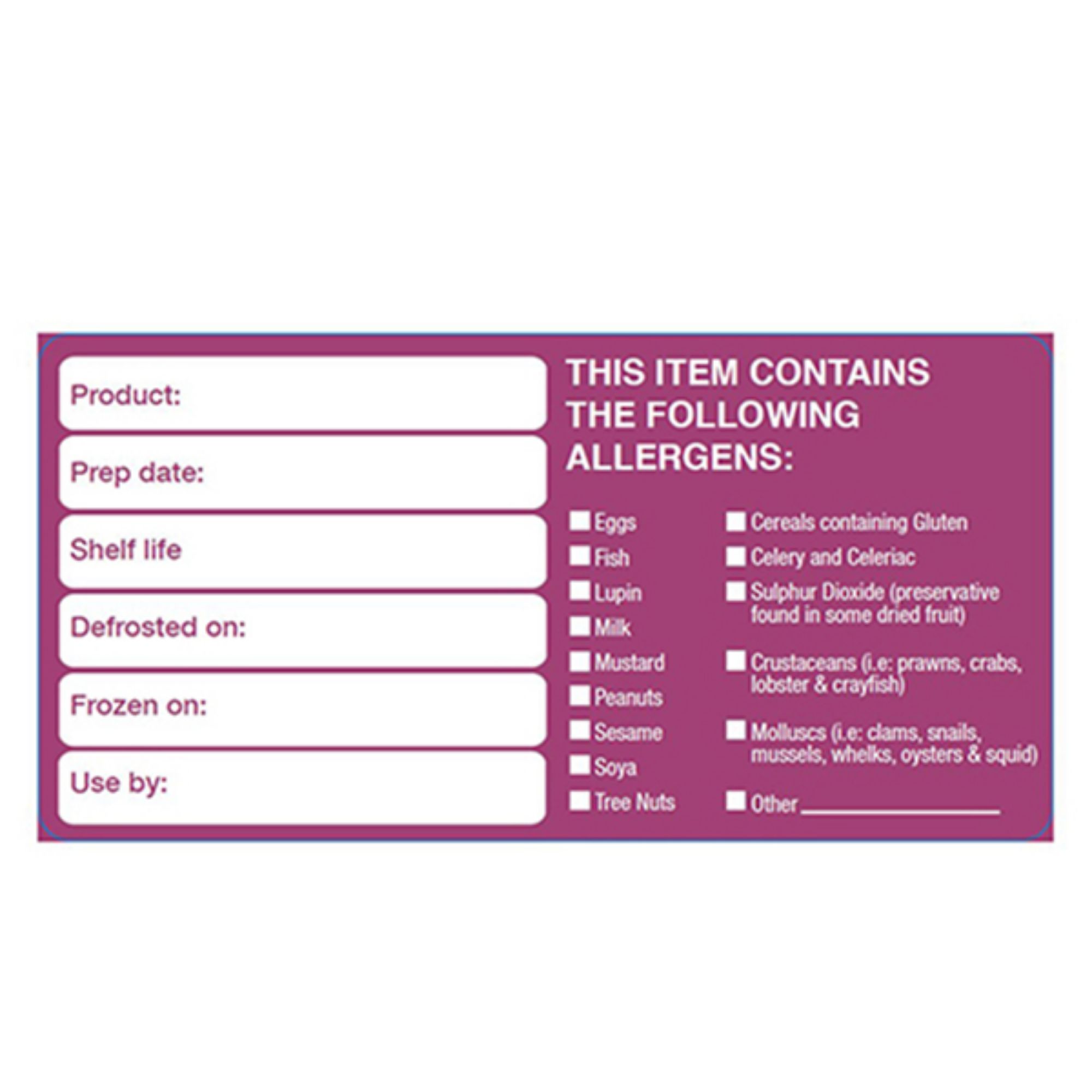 Picture of 50x100mm Removable Product/ Allergen Label (500) - RAPDU24R