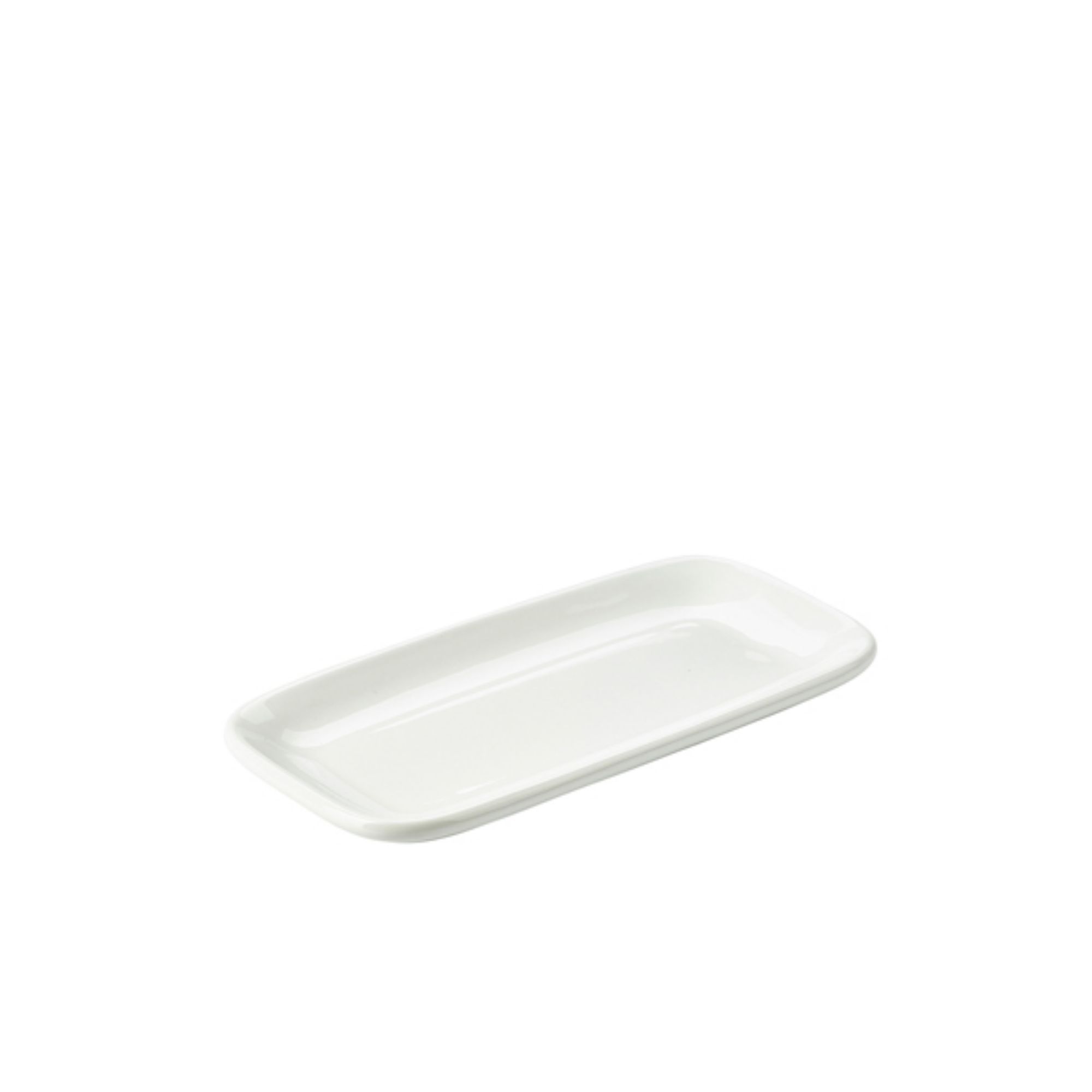 Picture of Genware Porcelain Rounded Rectangular Plate 24.5 x 12.5cm/ 9.75 x 5" - Pack of 6 - 184625
