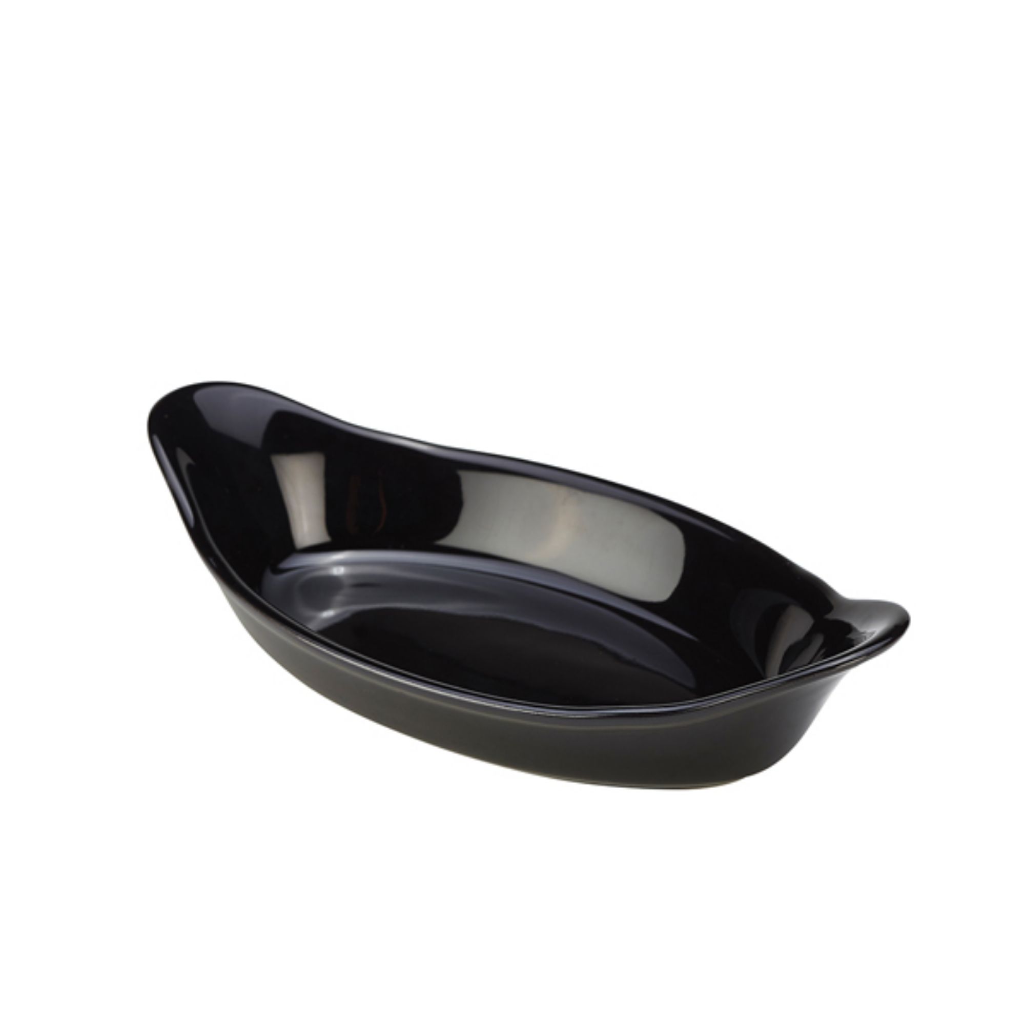 Picture of GenWare Stoneware Black Oval Eared Dish 22cm/ 8.5" - Pack of 4 - B23-BL