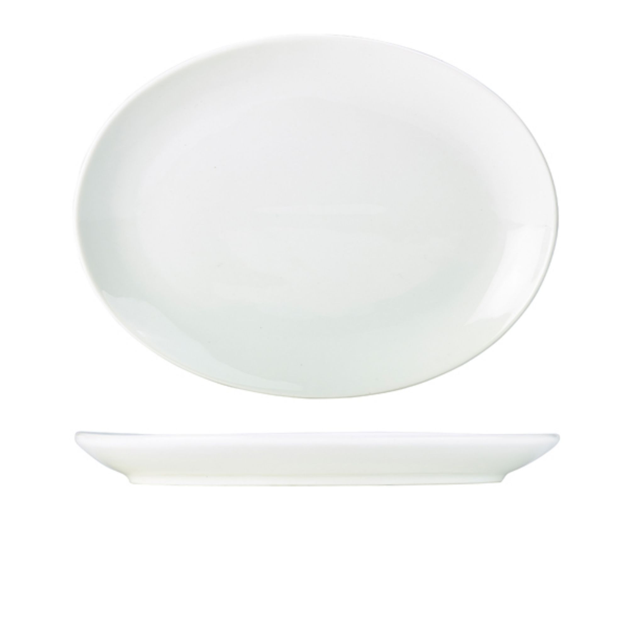 Picture of Genware Porcelain Oval Plate 36cm/ 14" - Pack of 6 - 112136