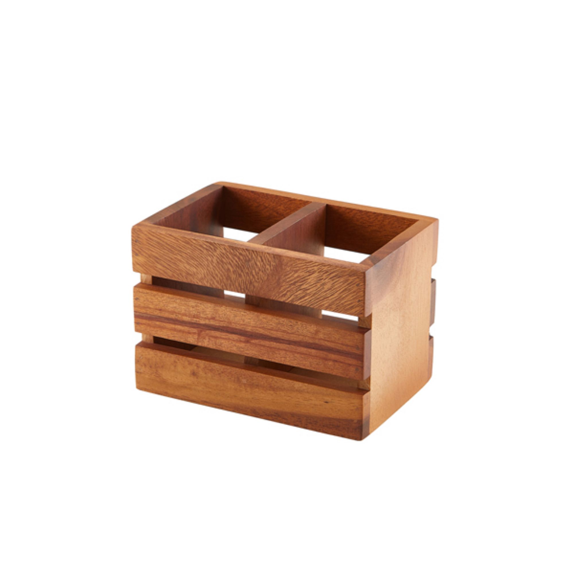 Picture of GenWare Acacia Wood 2 Compartment Cutlery Holder - WDCB-2