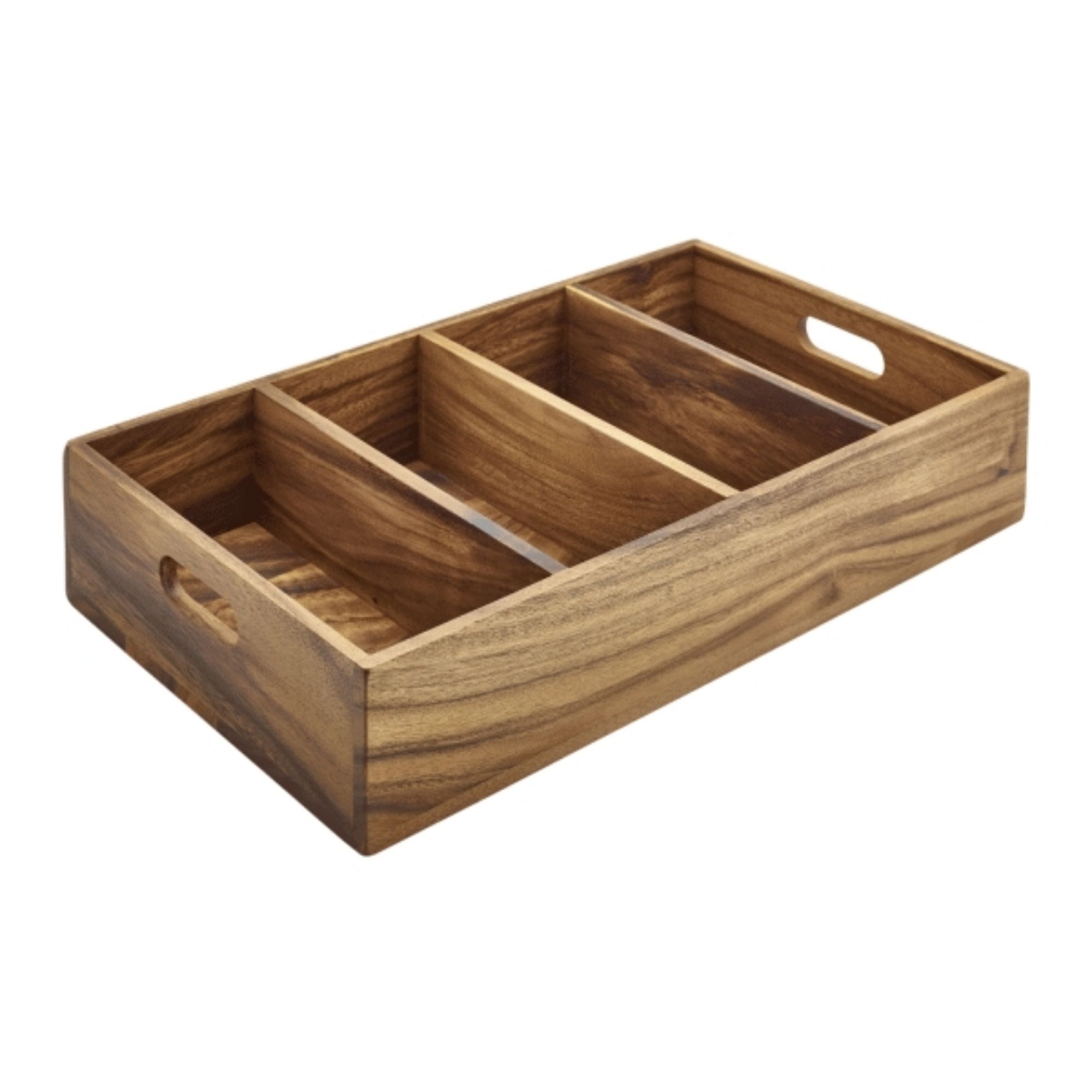 Picture of Acacia Wood 4 Compartment Cutlery Tray - WDCT-4