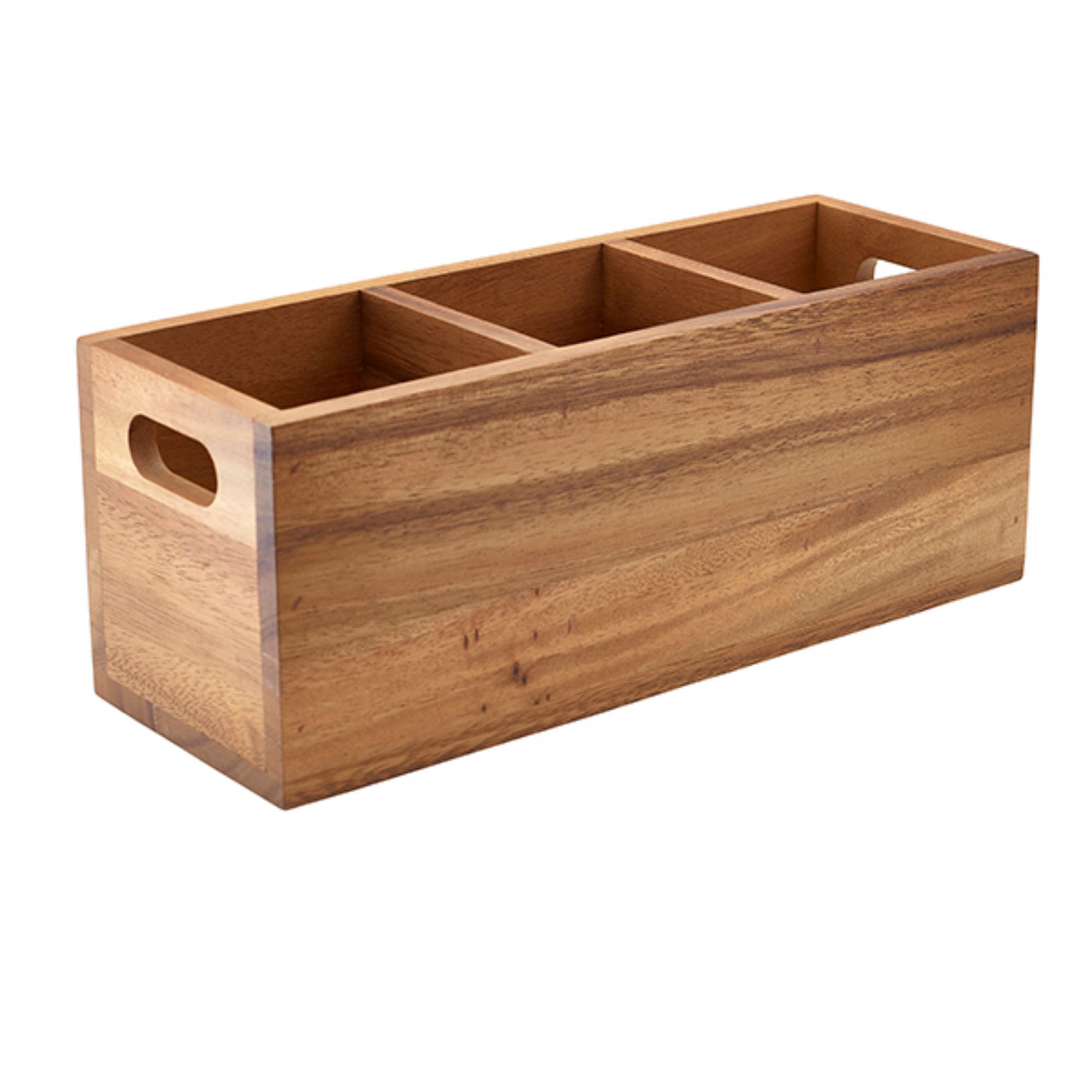 Picture of GenWare Acacia Wood 3 Compartment Cutlery Box - WDCB-3
